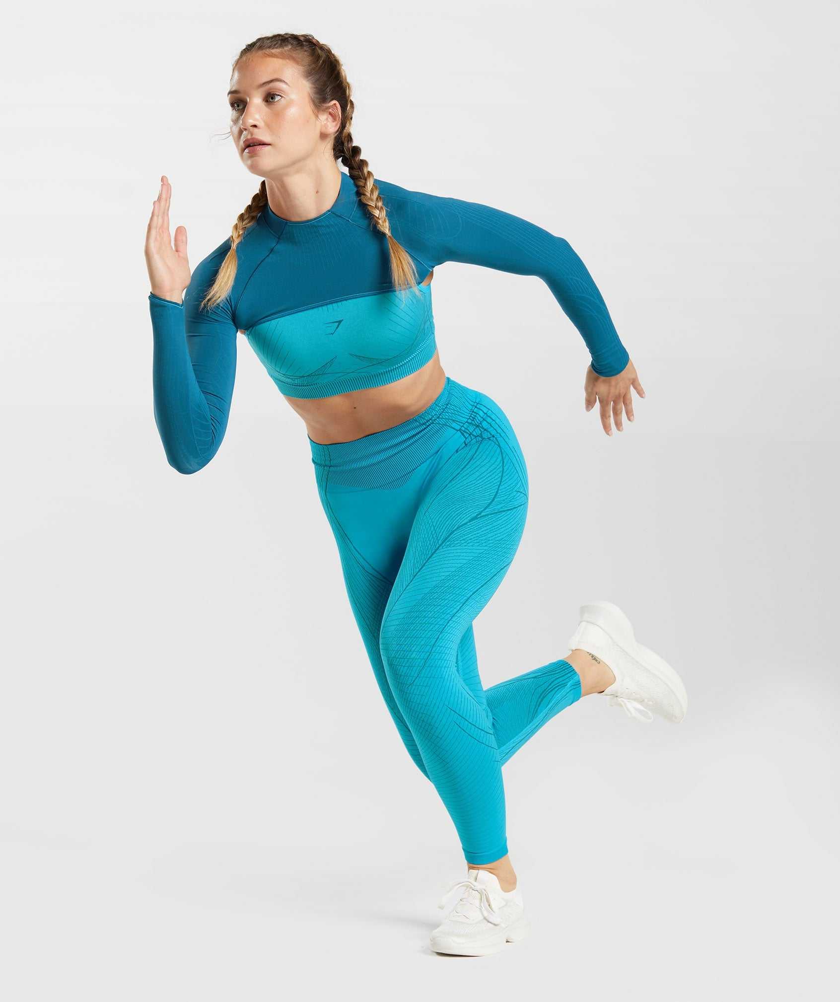 Pulowery Damskie Gymshark Apex Seamless Shrug Niebieskie Ciemny Szare Niebieskie | QXCJ91670