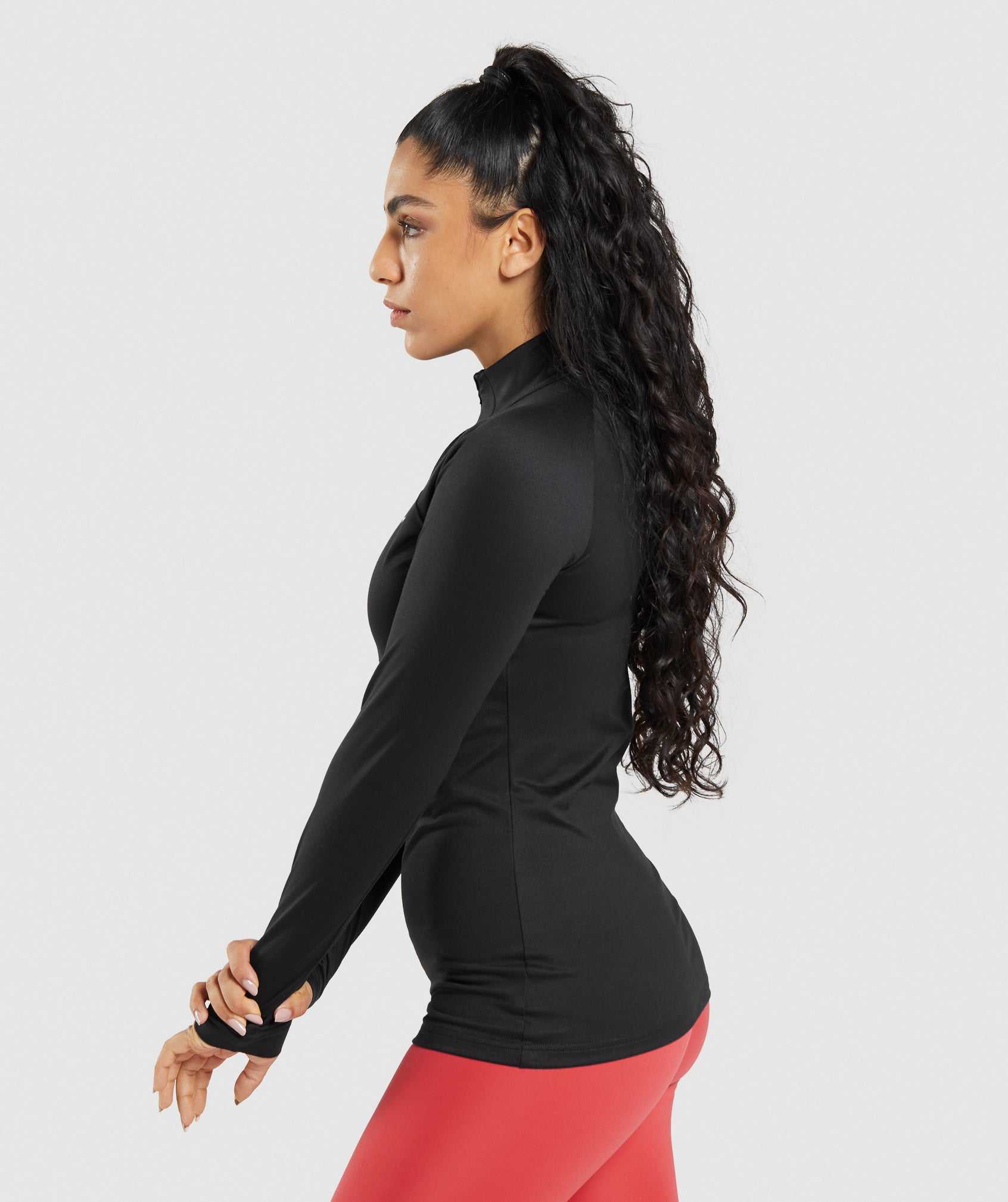 Pulowery Damskie Gymshark Treningowe 1/4 Zip Czarne | NBWU43682