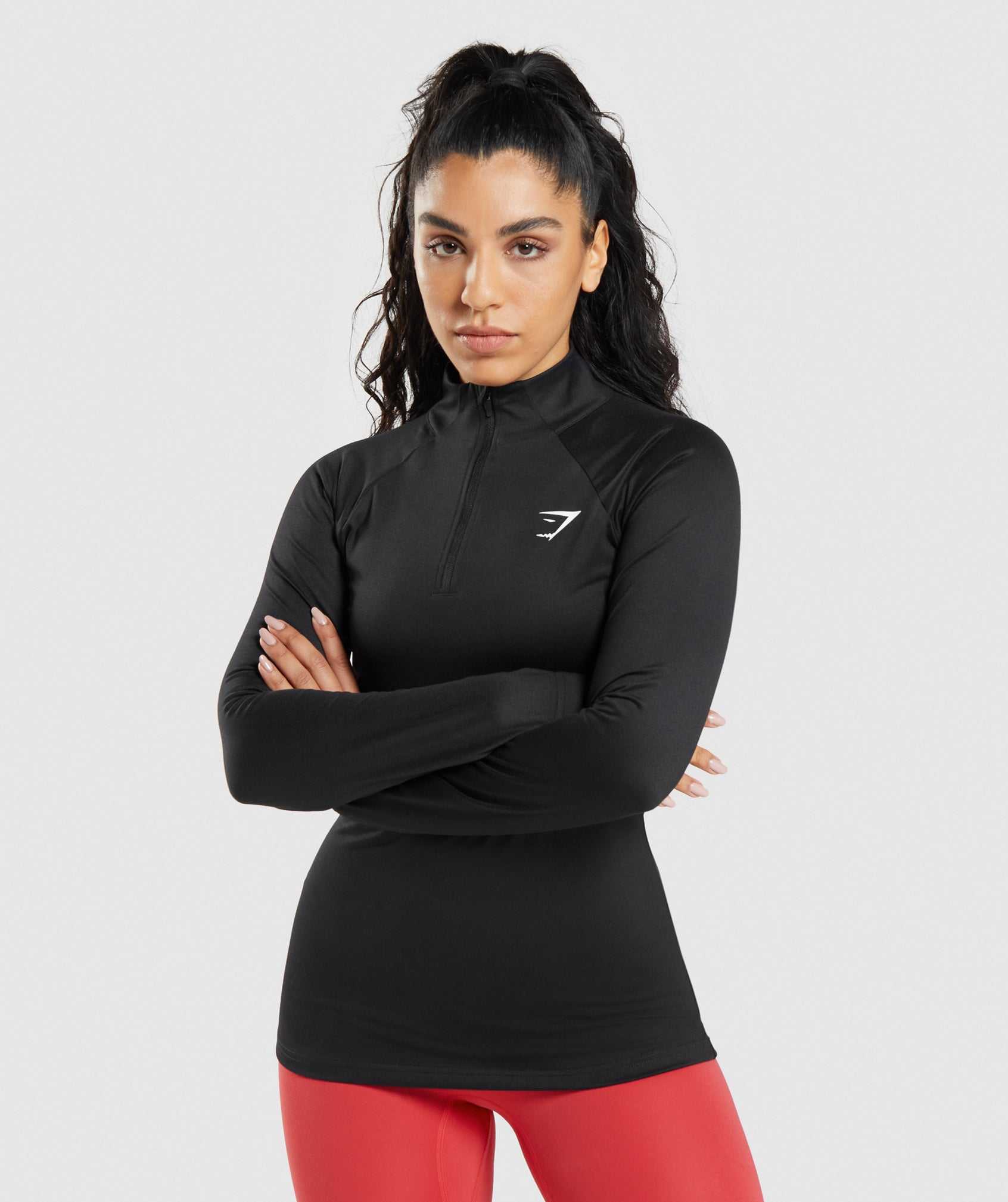 Pulowery Damskie Gymshark Treningowe 1/4 Zip Czarne | NBWU43682