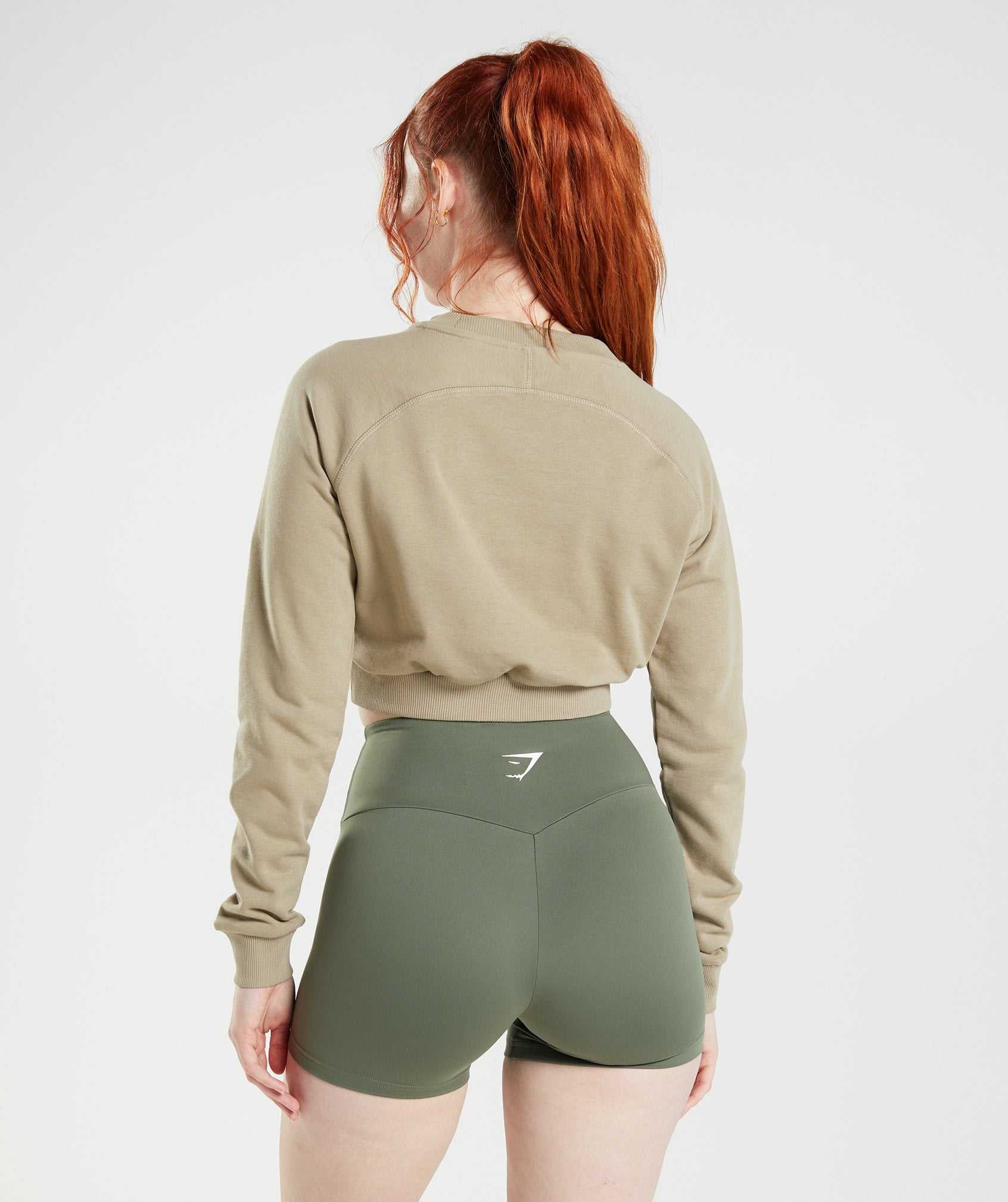 Pulowery Damskie Gymshark Treningowe Cropped Swetry Brązowe | AZPH23815