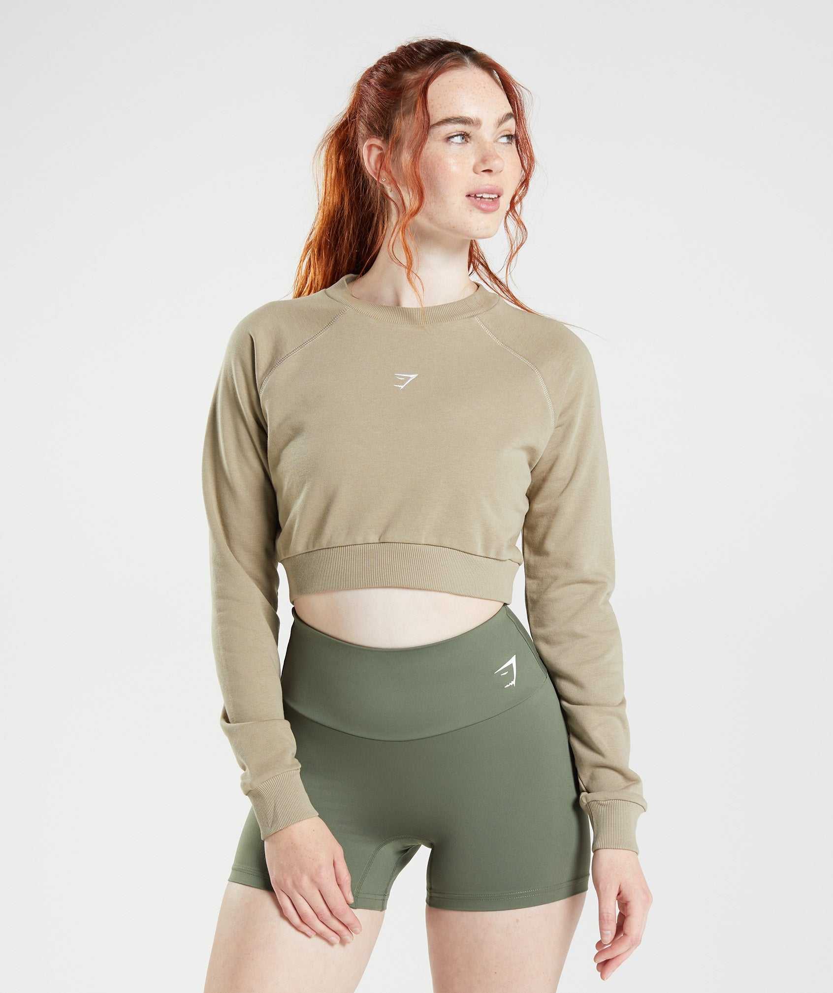 Pulowery Damskie Gymshark Treningowe Cropped Swetry Brązowe | AZPH23815