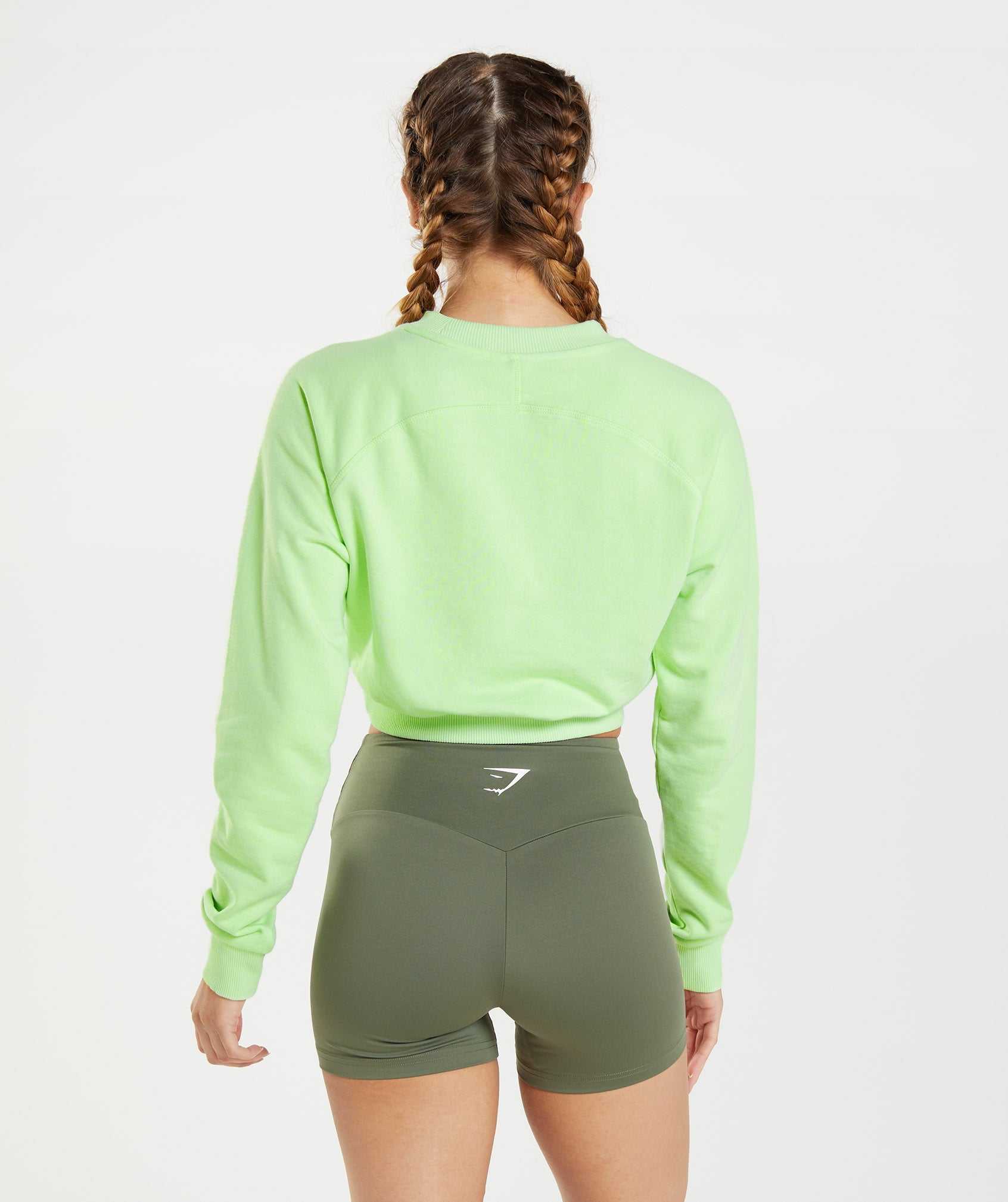 Pulowery Damskie Gymshark Treningowe Cropped Swetry Zielone | IWEK82697