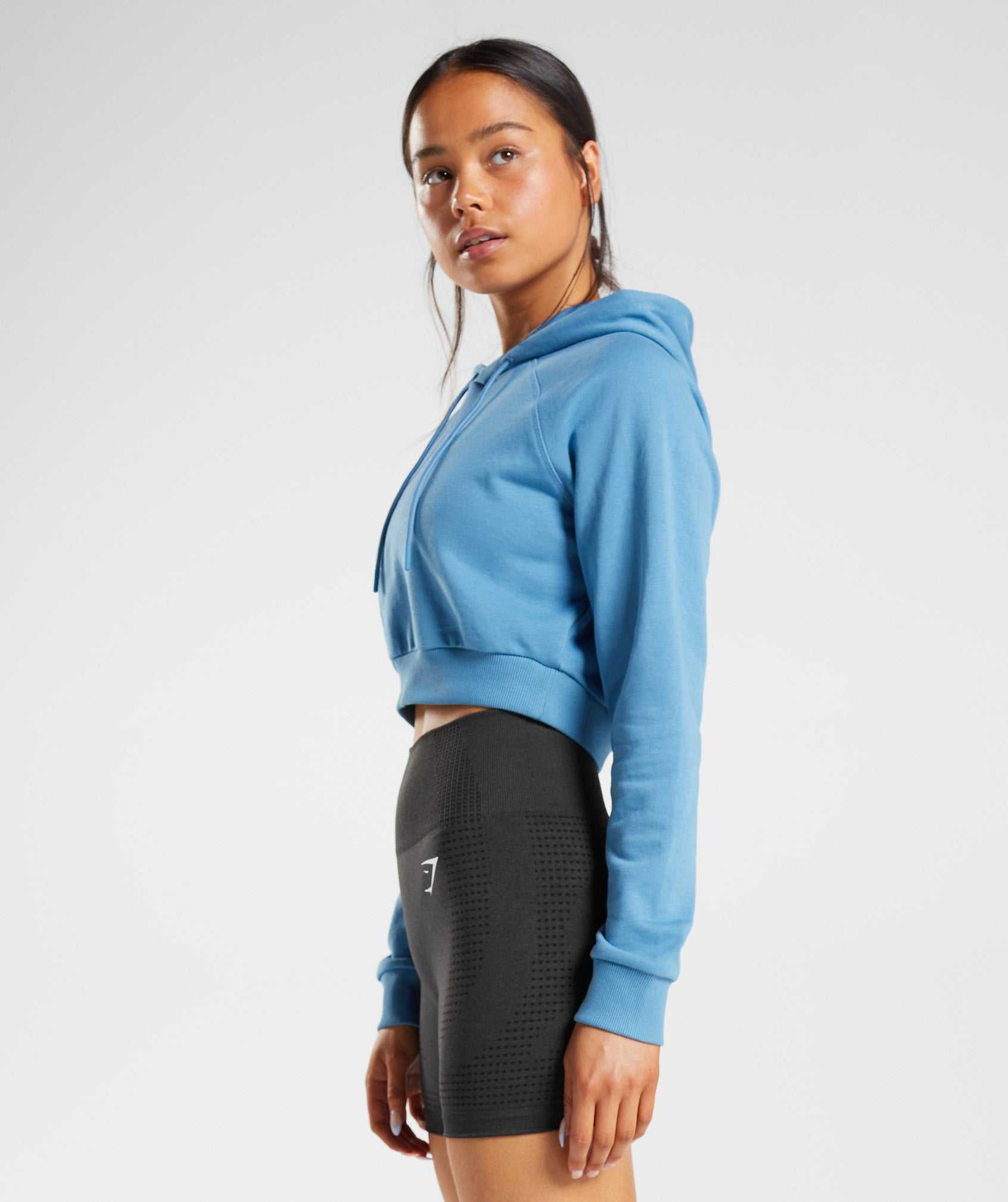 Pulowery Damskie Gymshark Treningowe Cropped Niebieskie | MYES59128