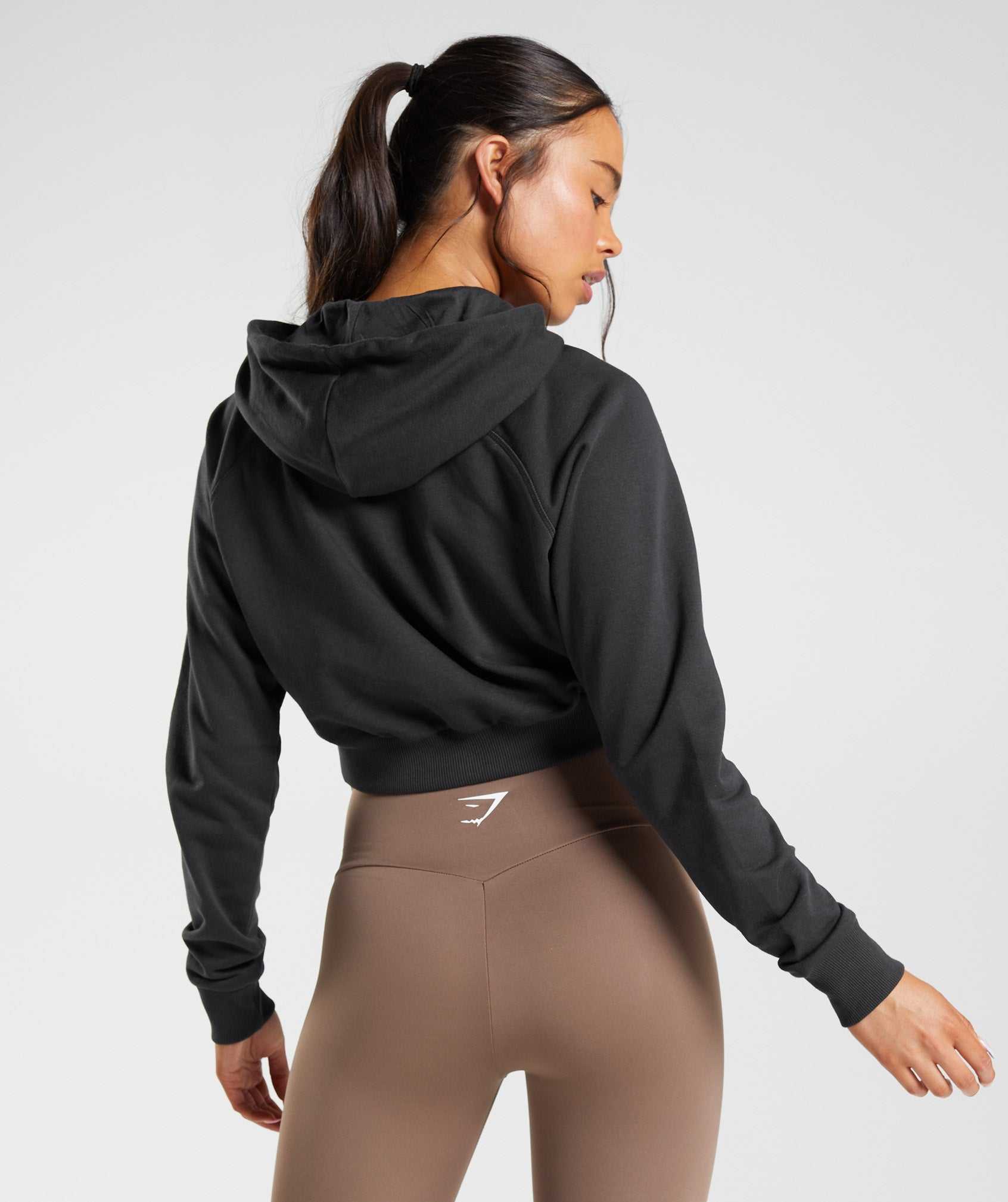 Pulowery Damskie Gymshark Treningowe Cropped Czarne | PZLE98251