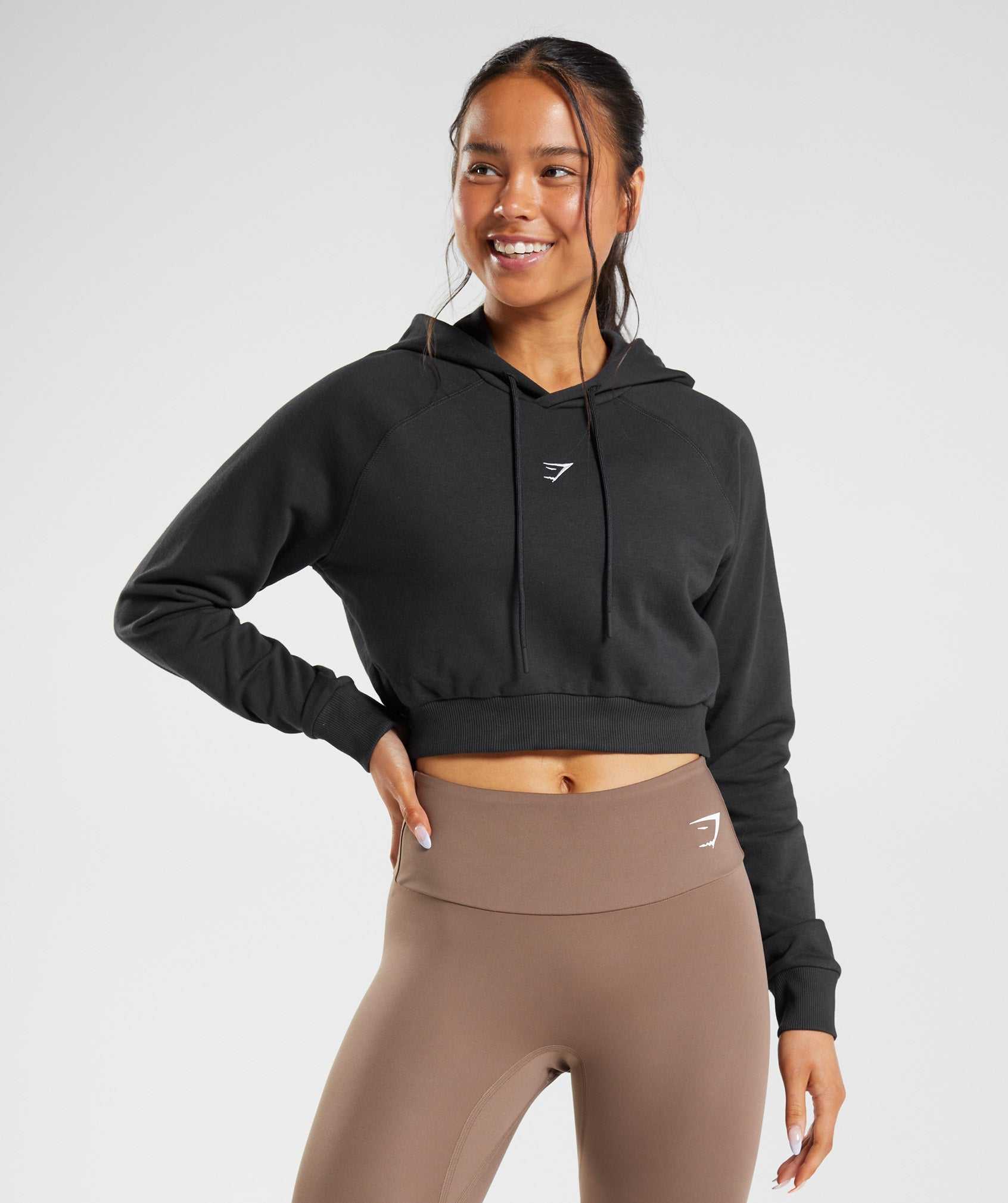 Pulowery Damskie Gymshark Treningowe Cropped Czarne | PZLE98251