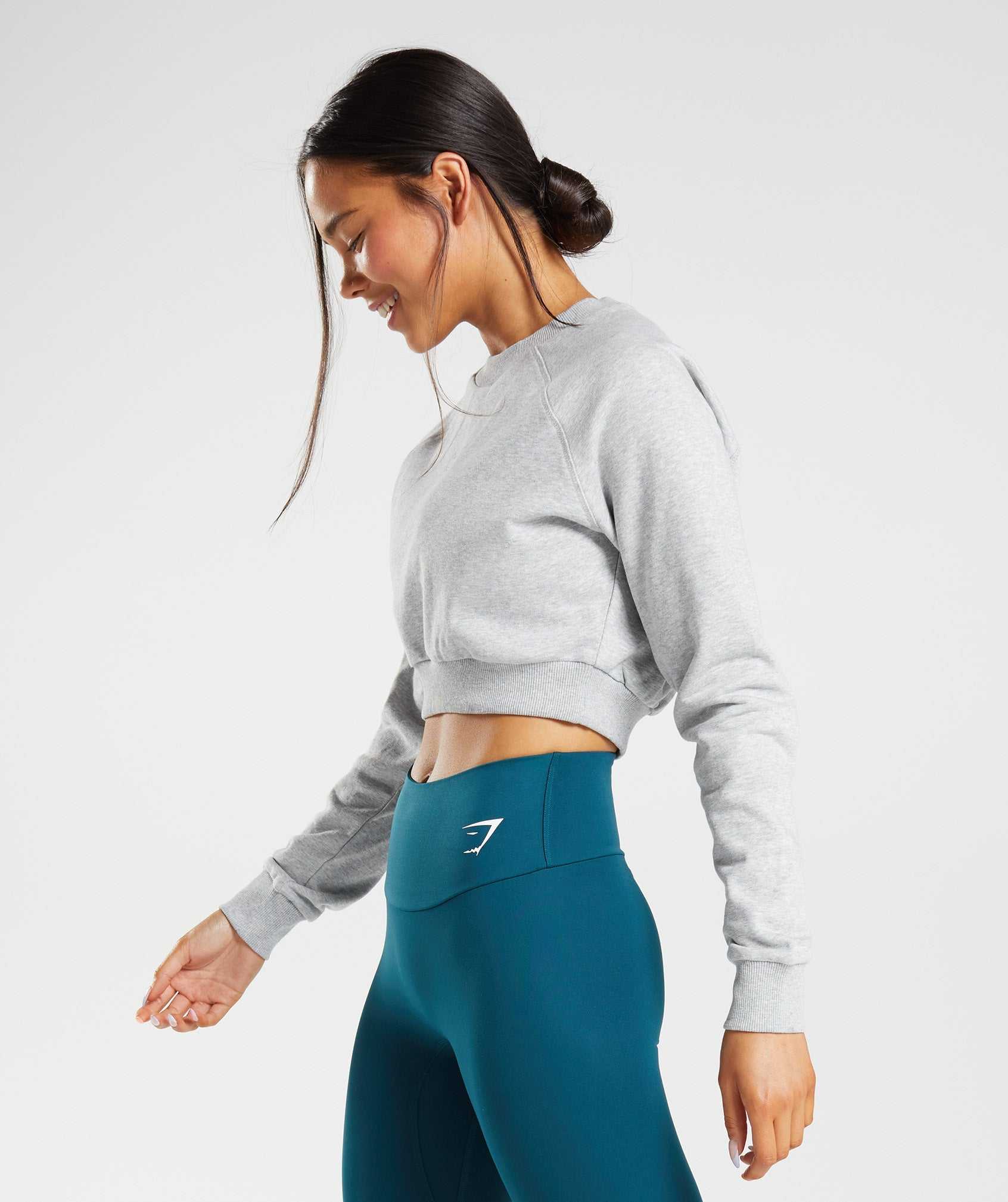 Pulowery Damskie Gymshark Treningowe Cropped Swetry Głęboka Szare | WOPX06493