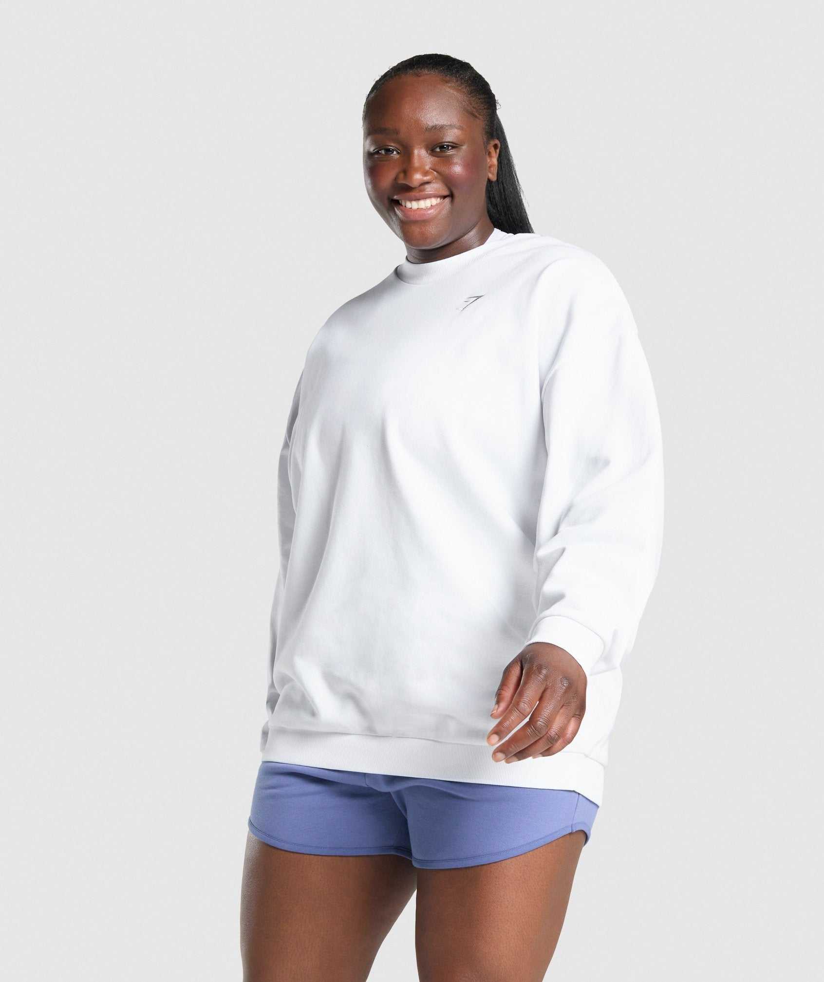 Pulowery Damskie Gymshark Treningowe Oversized Sweatshirt Białe | ONVI41036