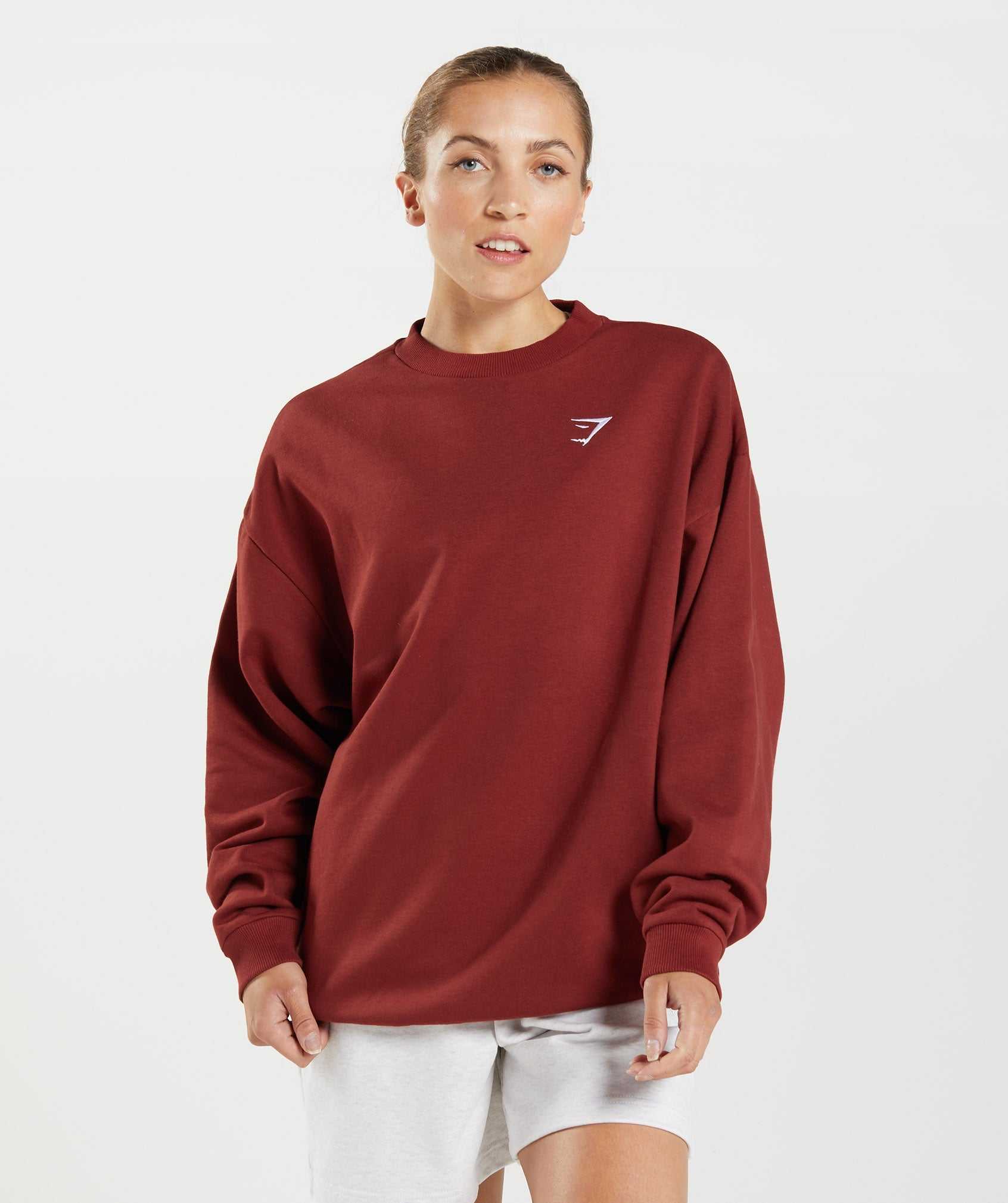 Pulowery Damskie Gymshark Treningowe Oversized Sweatshirt Czerwone | UCVS19673