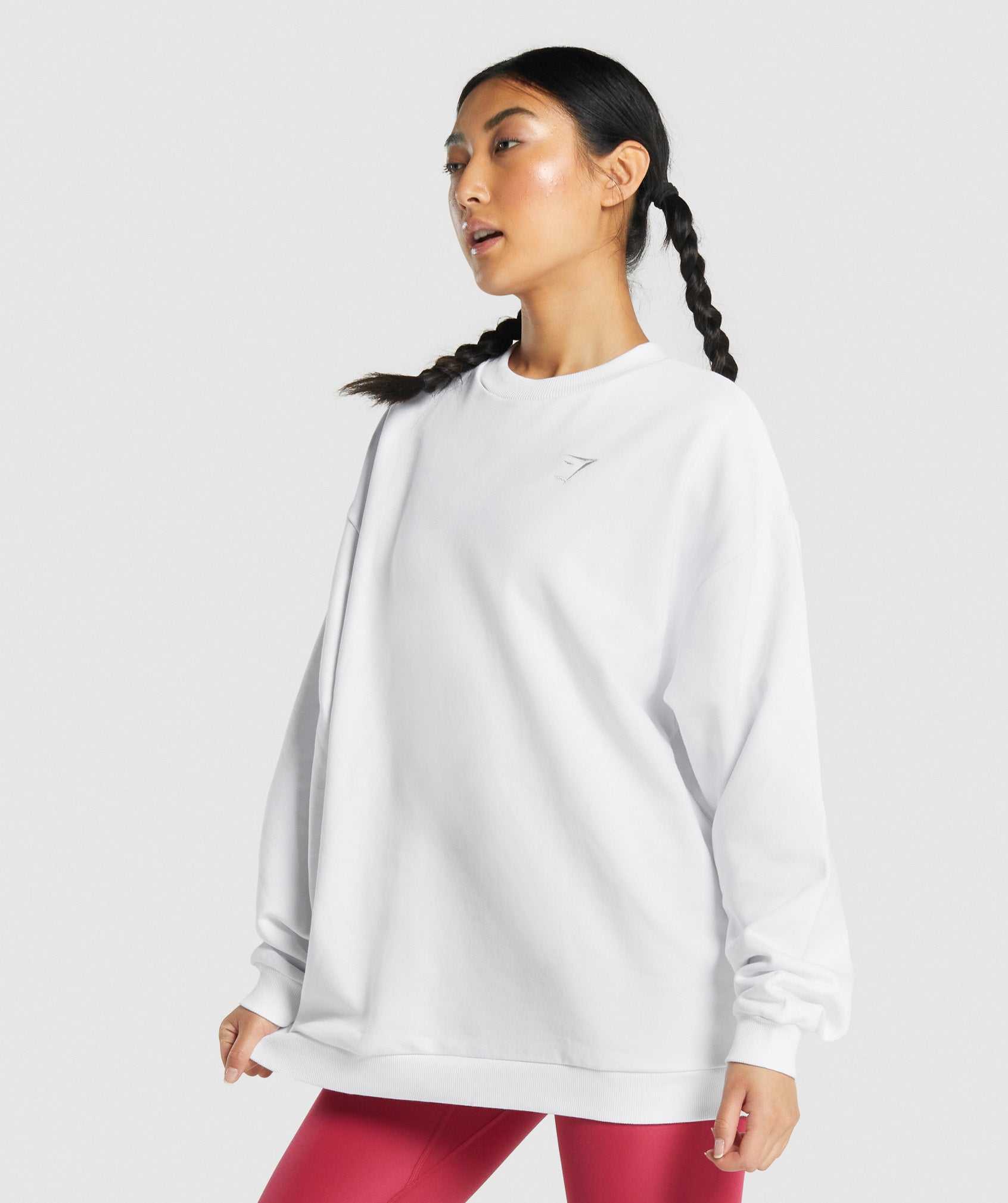 Pulowery Damskie Gymshark Treningowe Oversized Sweatshirt Białe | VOUT51402