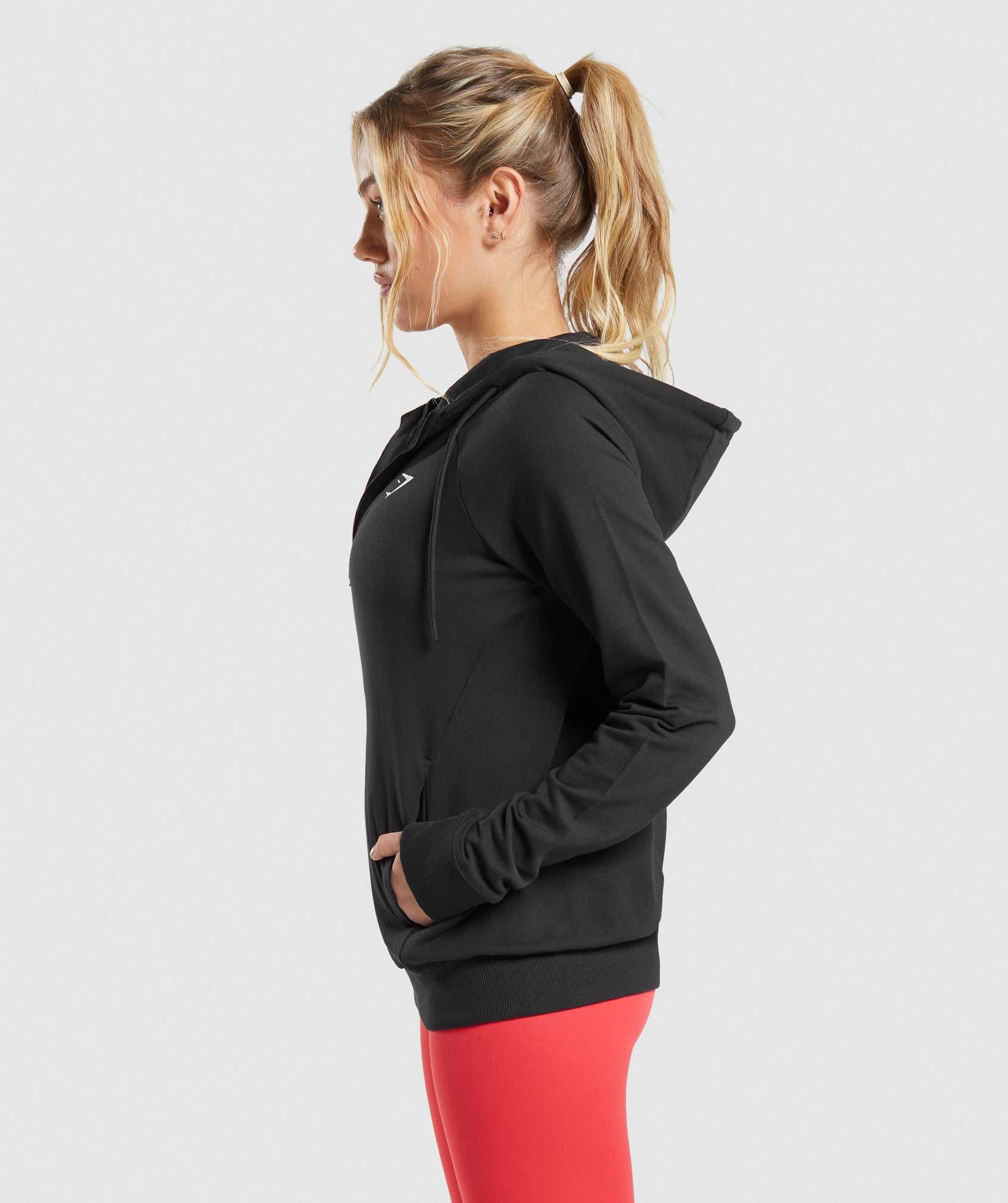 Pulowery Damskie Gymshark Treningowe Zip Czarne | WDOQ62890