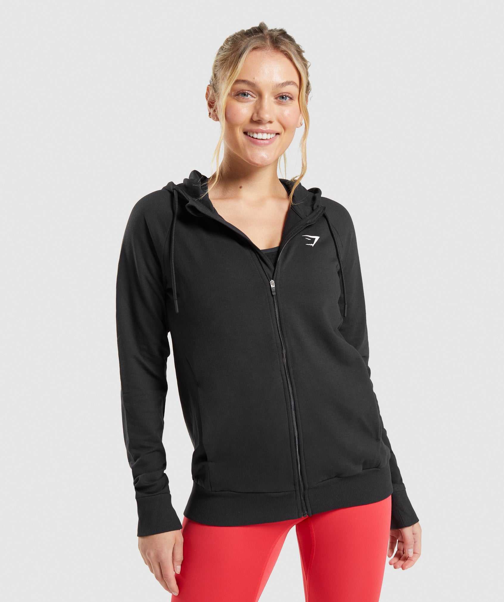 Pulowery Damskie Gymshark Treningowe Zip Czarne | WDOQ62890