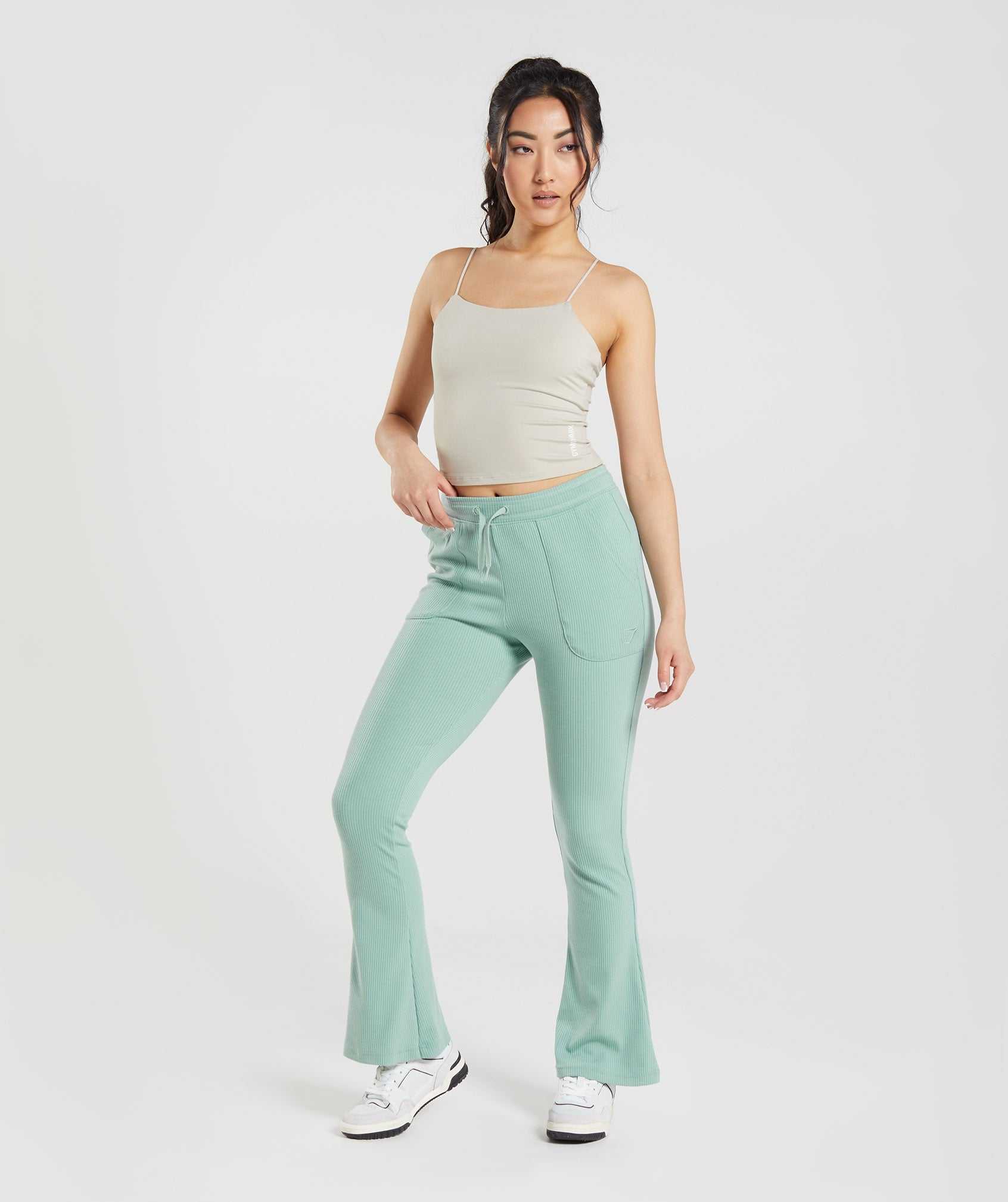 Spodnie Do Biegania Damskie Gymshark Pause Flared Pants Niebieskie | GHWX84269