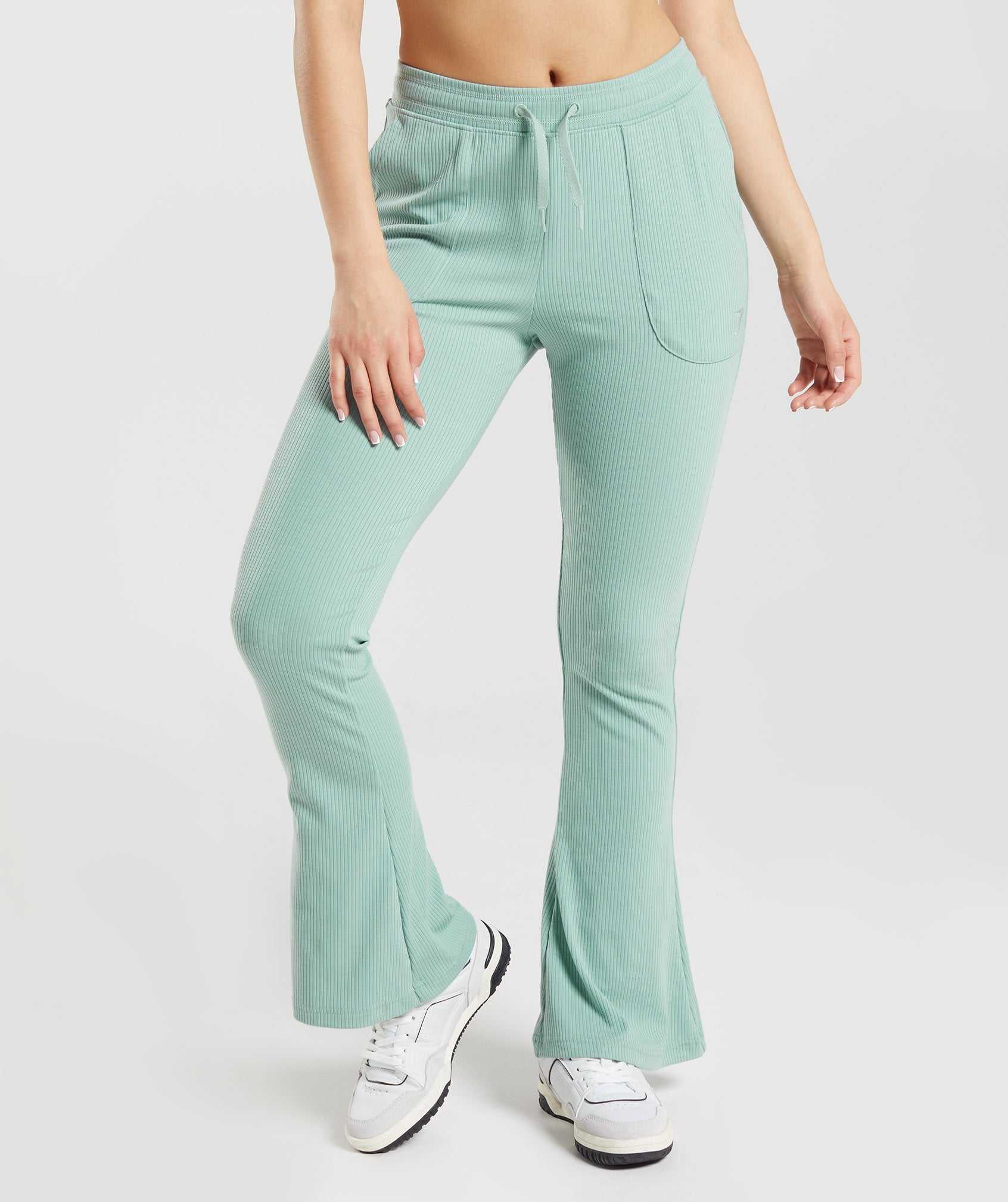 Spodnie Do Biegania Damskie Gymshark Pause Flared Pants Niebieskie | GHWX84269