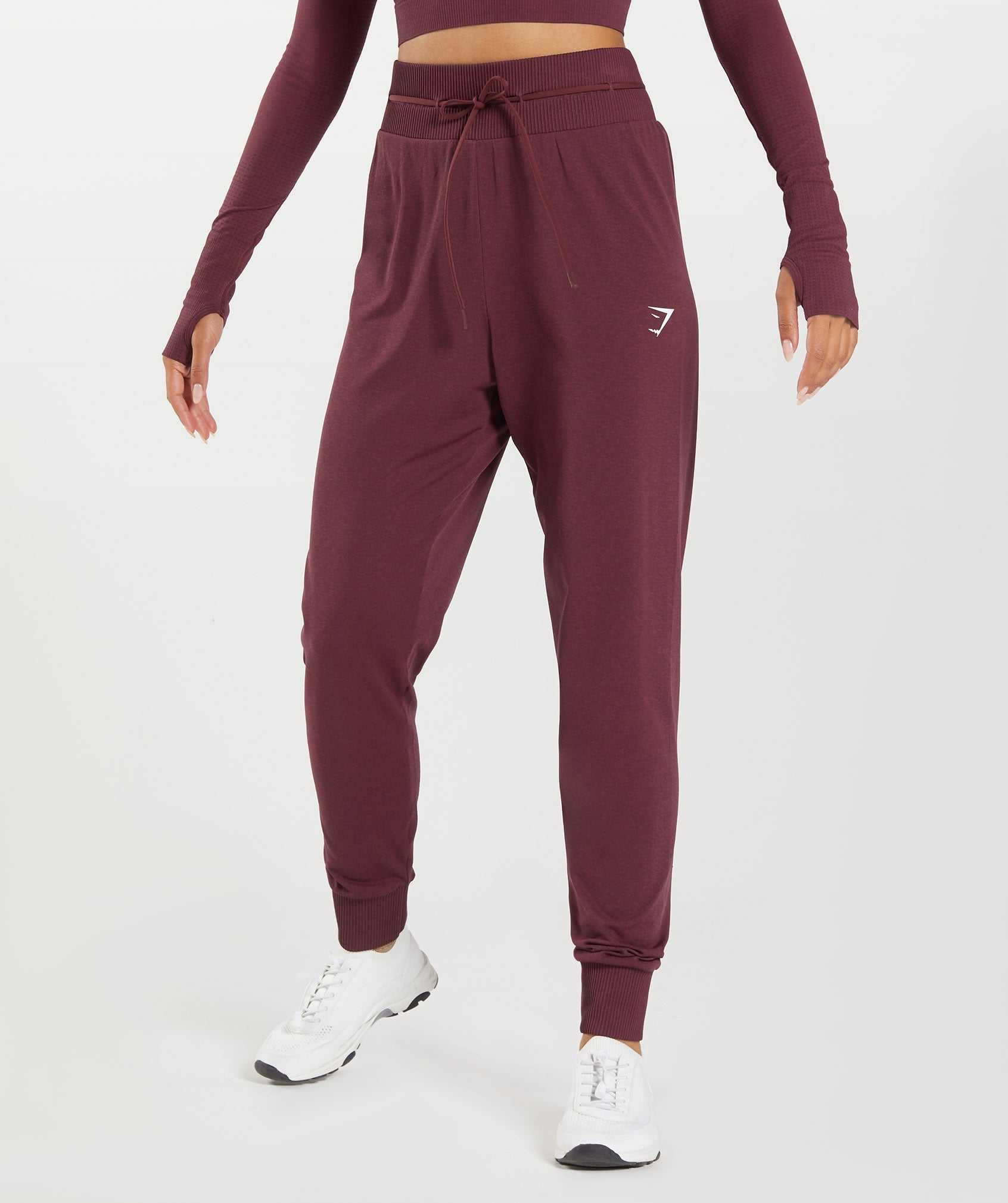 Spodnie Do Biegania Damskie Gymshark Vital Seamless 2.0 Bordowe | NEQS30971