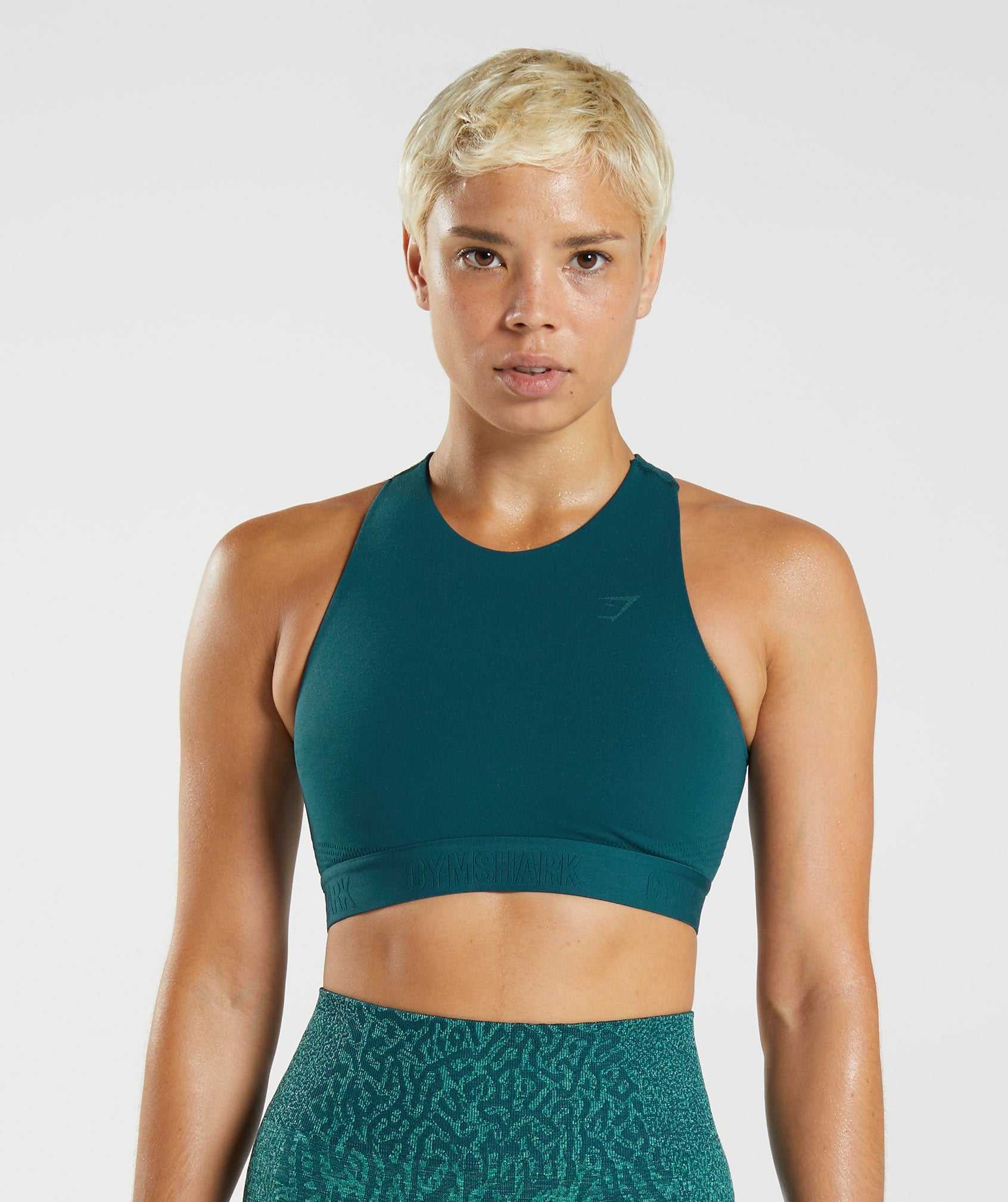 Staniki Sportowe Damskie Gymshark 315 Performance High Neck Turkusowe Niebieskie | KWUB39274