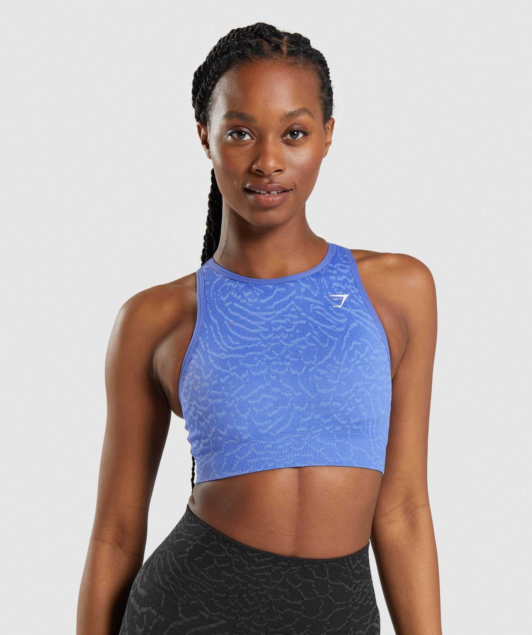 Staniki Sportowe Damskie Gymshark Adapt Animal Seamless Niebieskie | PLSM74589