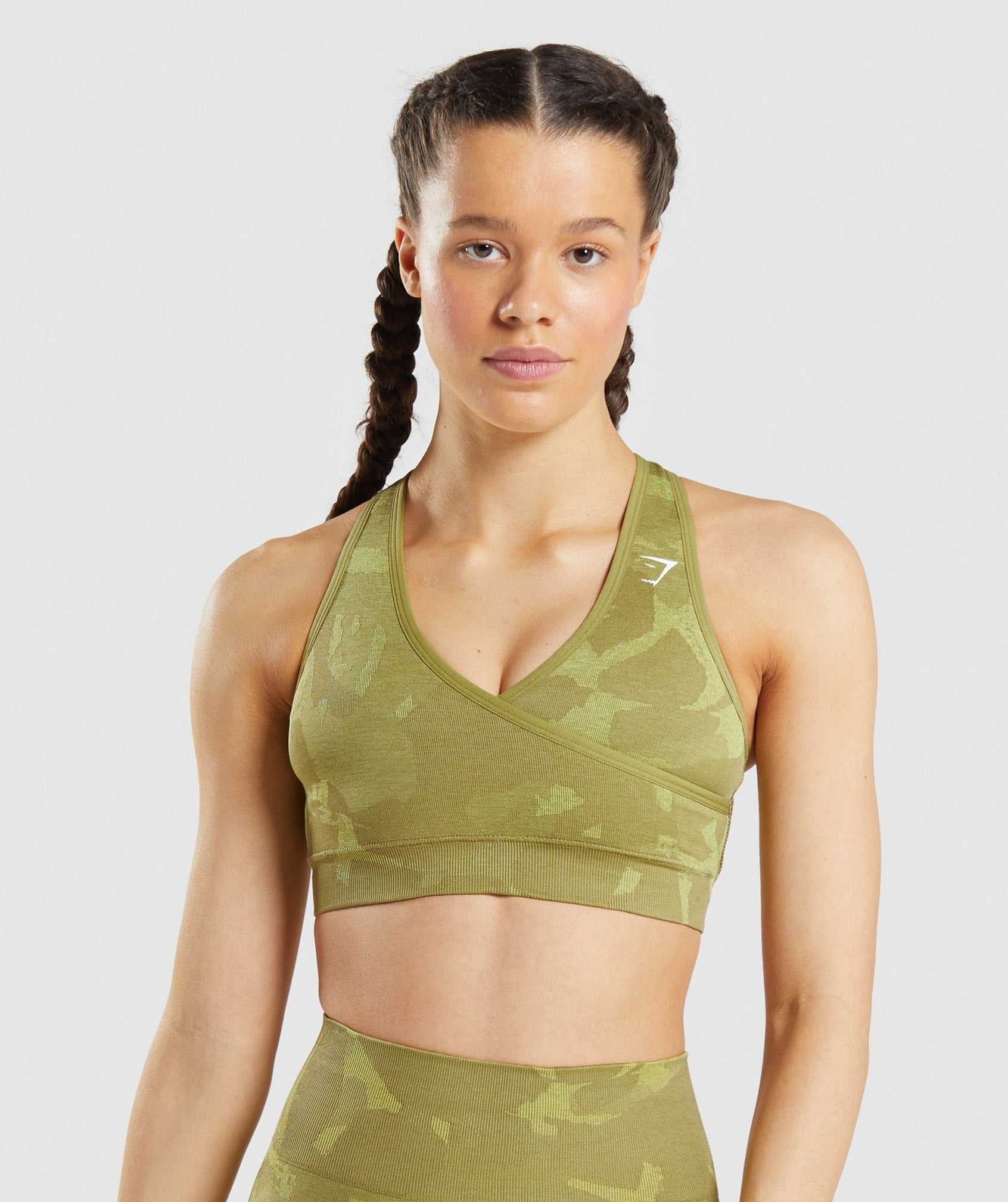 Staniki Sportowe Damskie Gymshark Adapt Camo Seamless Zielone | TQGZ40653