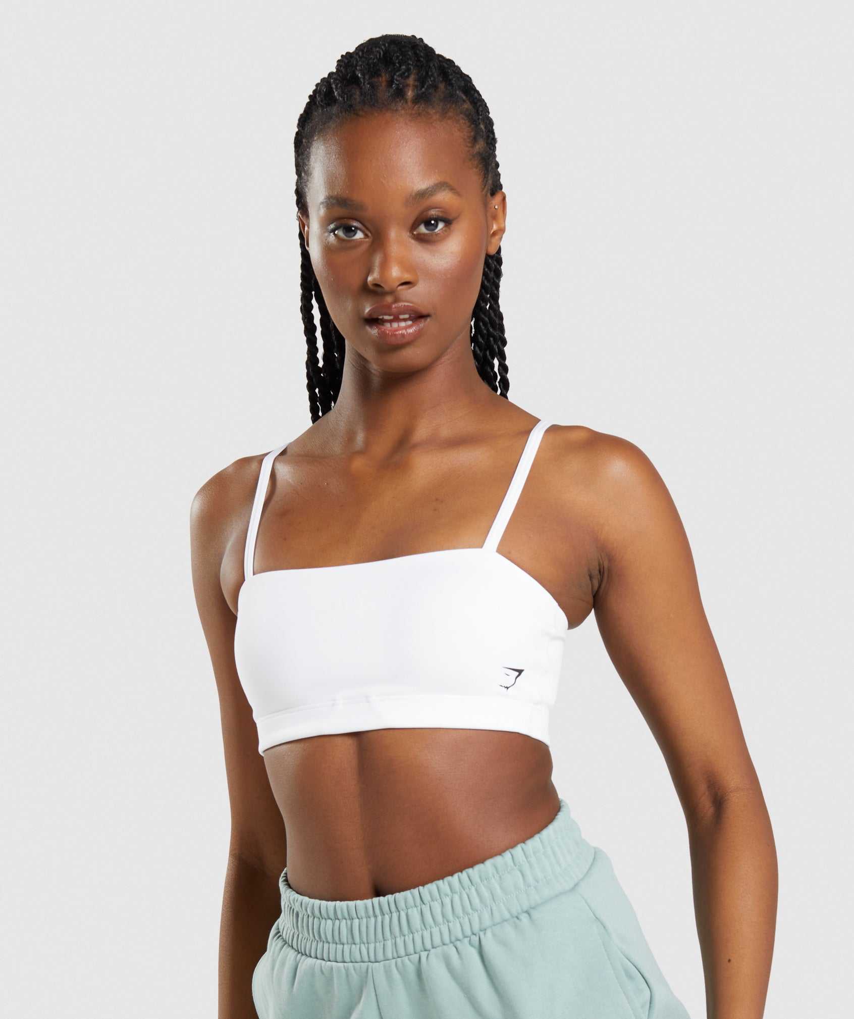 Staniki Sportowe Damskie Gymshark Bandeau Białe | RPAW26943