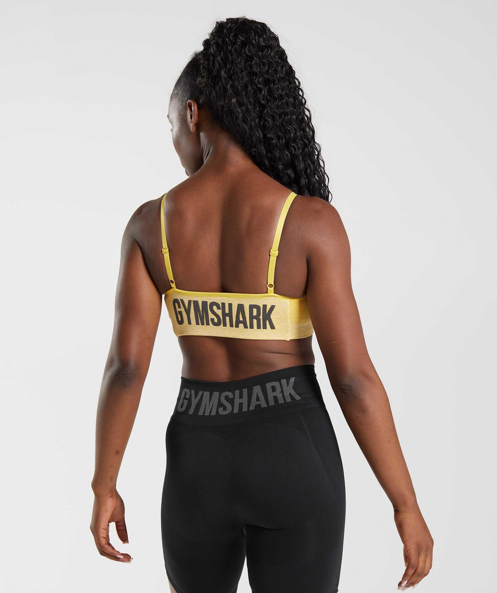 Staniki Sportowe Damskie Gymshark Flex Z Paskami Żółte Białe | FYRH17936