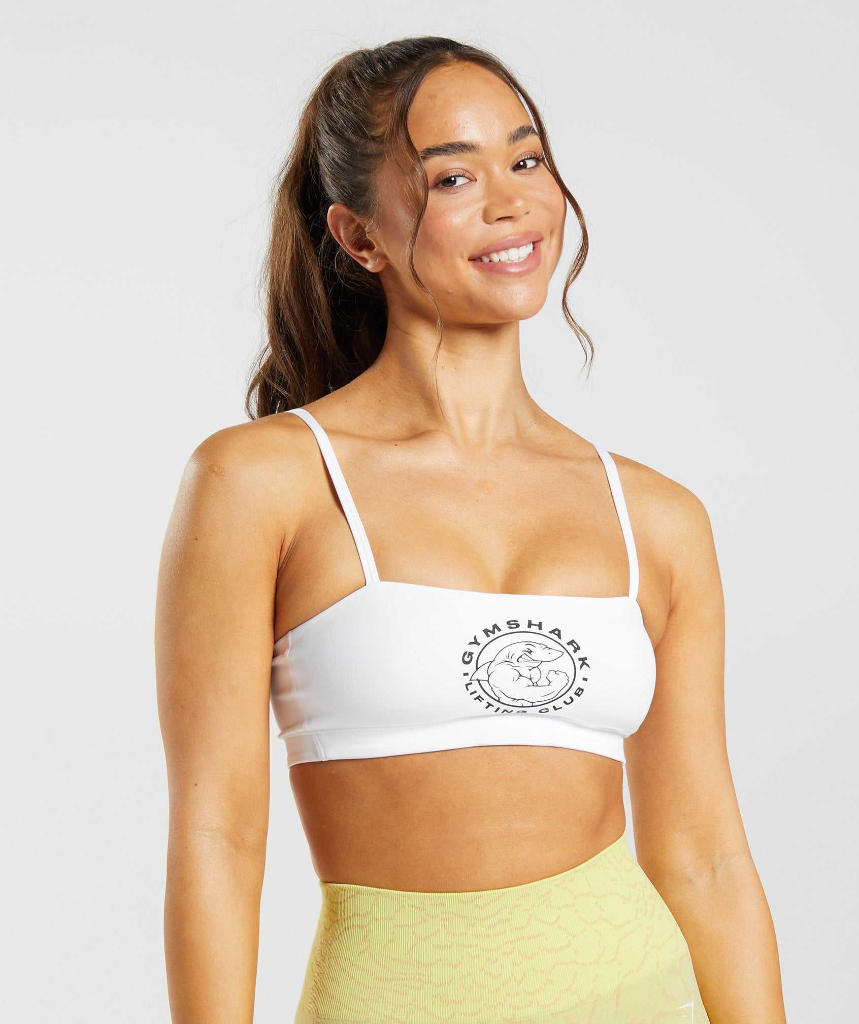 Staniki Sportowe Damskie Gymshark Legacy Bandeau Bra Białe | HJWE69480