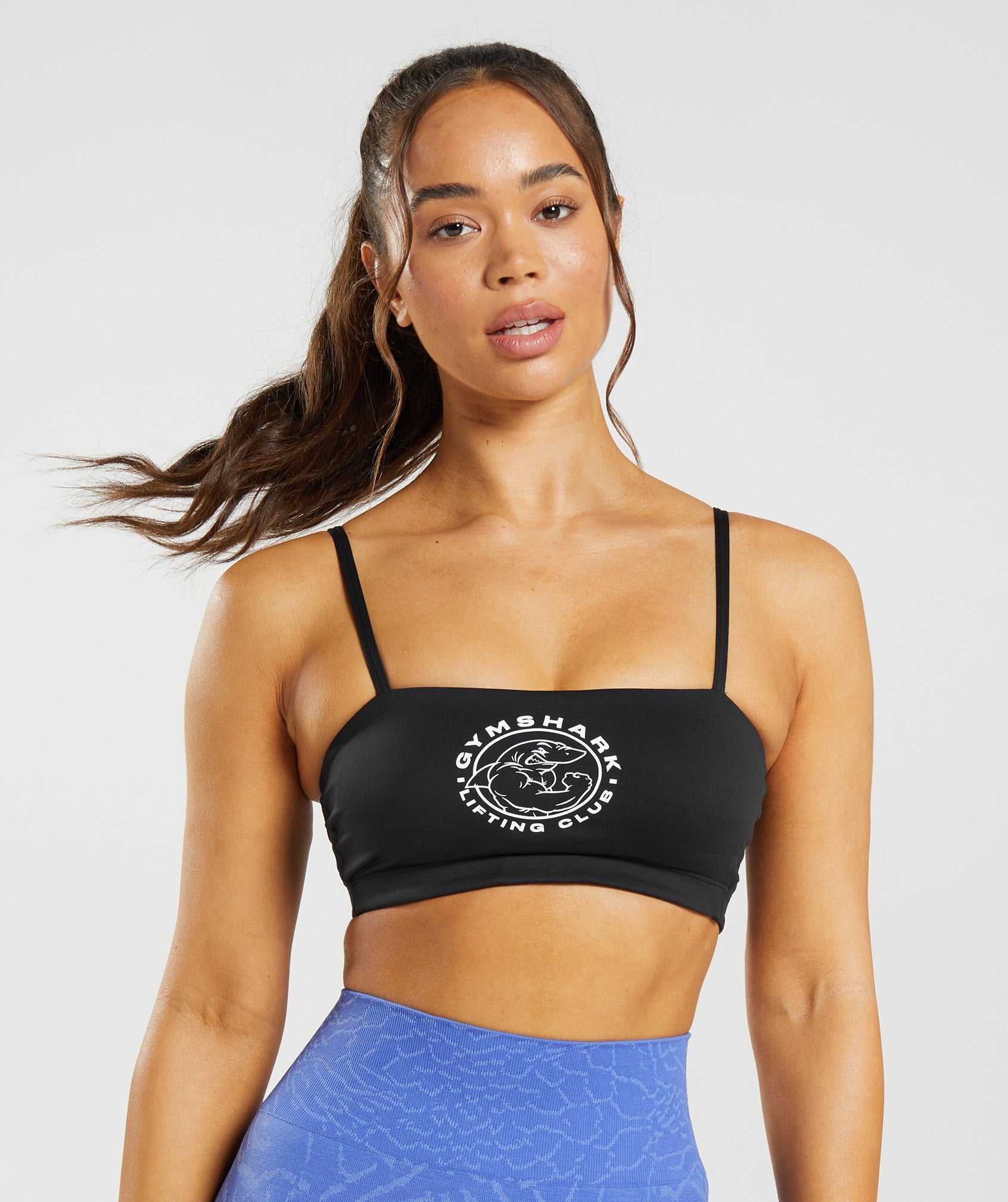 Staniki Sportowe Damskie Gymshark Legacy Bandeau Bra Czarne | MLAO62143