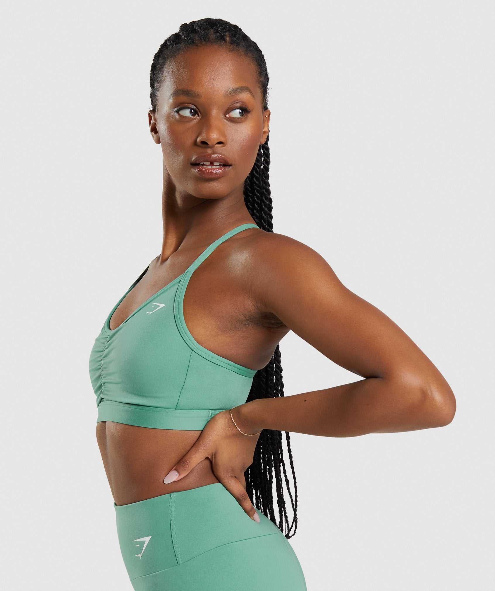 Staniki Sportowe Damskie Gymshark Ruched Zielone | FKXL91248