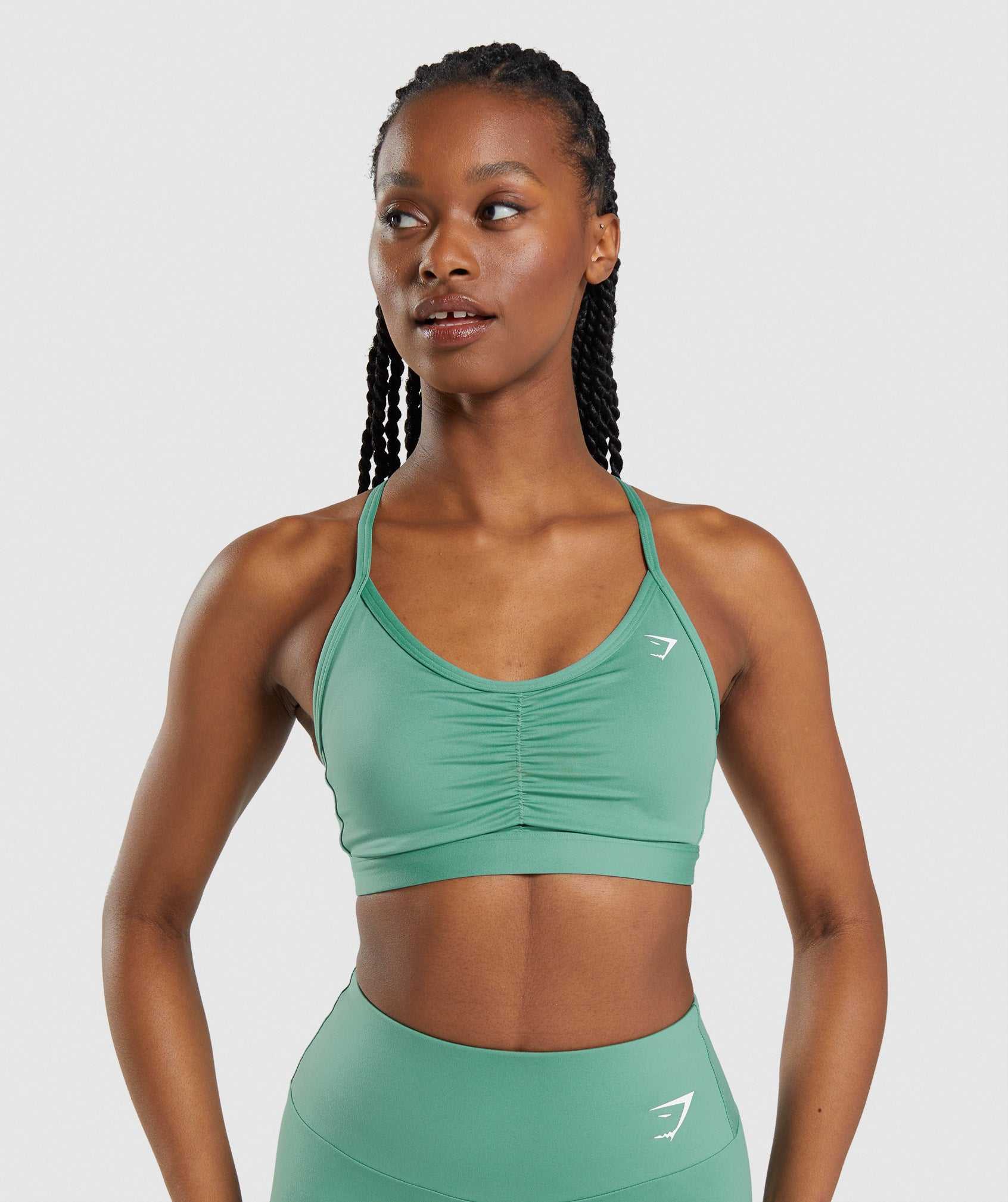 Staniki Sportowe Damskie Gymshark Ruched Zielone | FKXL91248