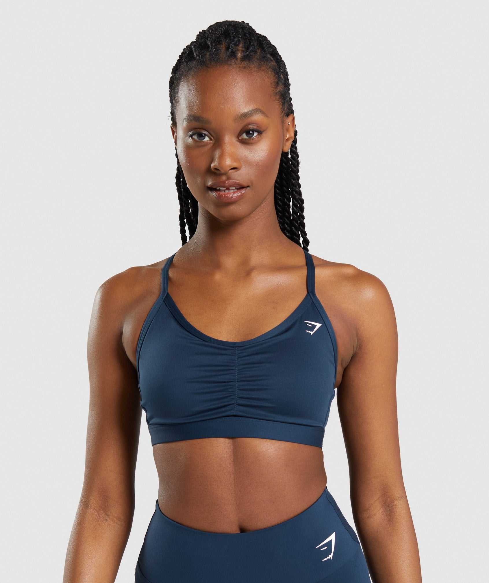 Staniki Sportowe Damskie Gymshark Ruched Granatowe | JVCQ04182