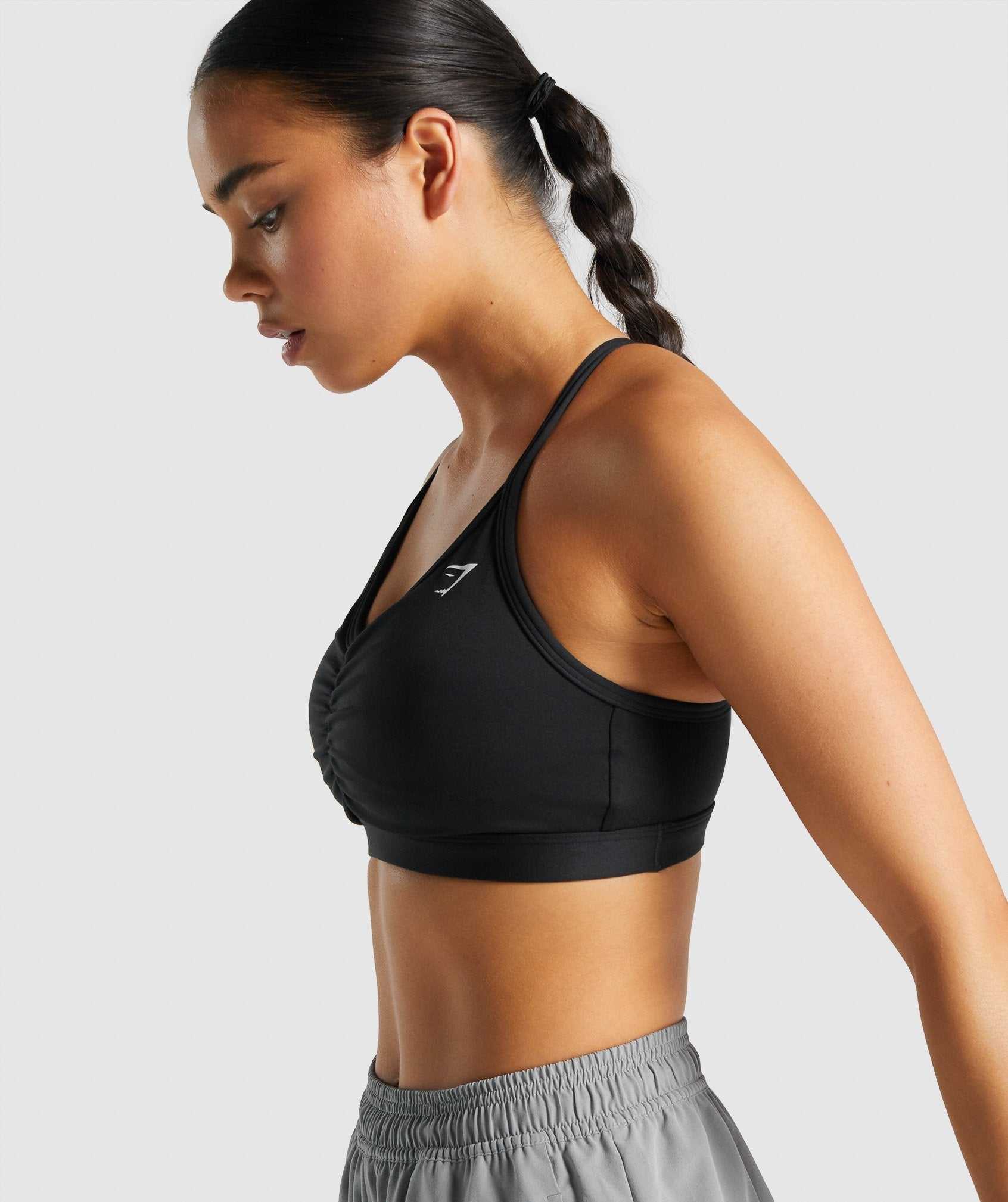 Staniki Sportowe Damskie Gymshark Ruched Czarne | KEZM01326