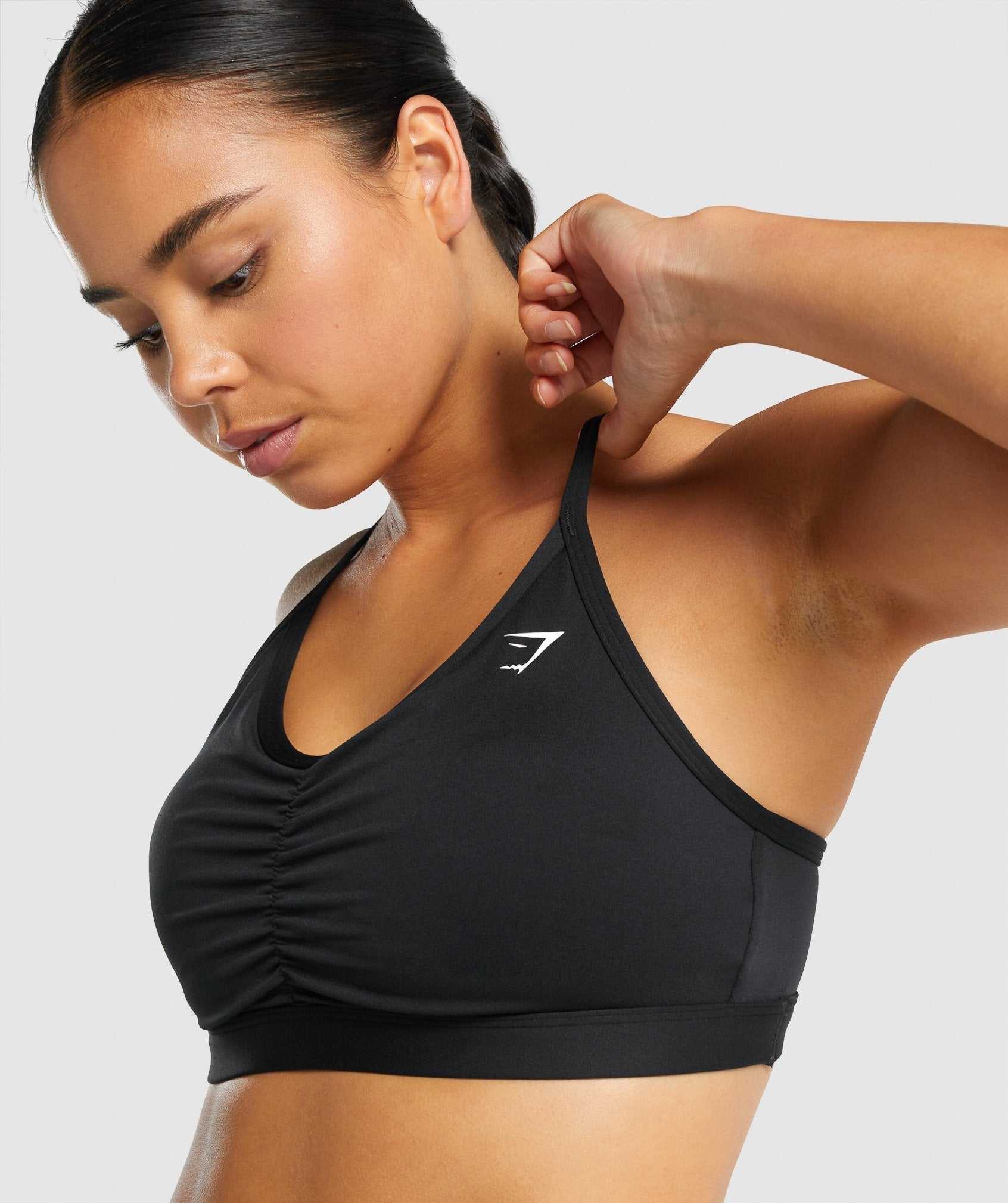 Staniki Sportowe Damskie Gymshark Ruched Czarne | KEZM01326