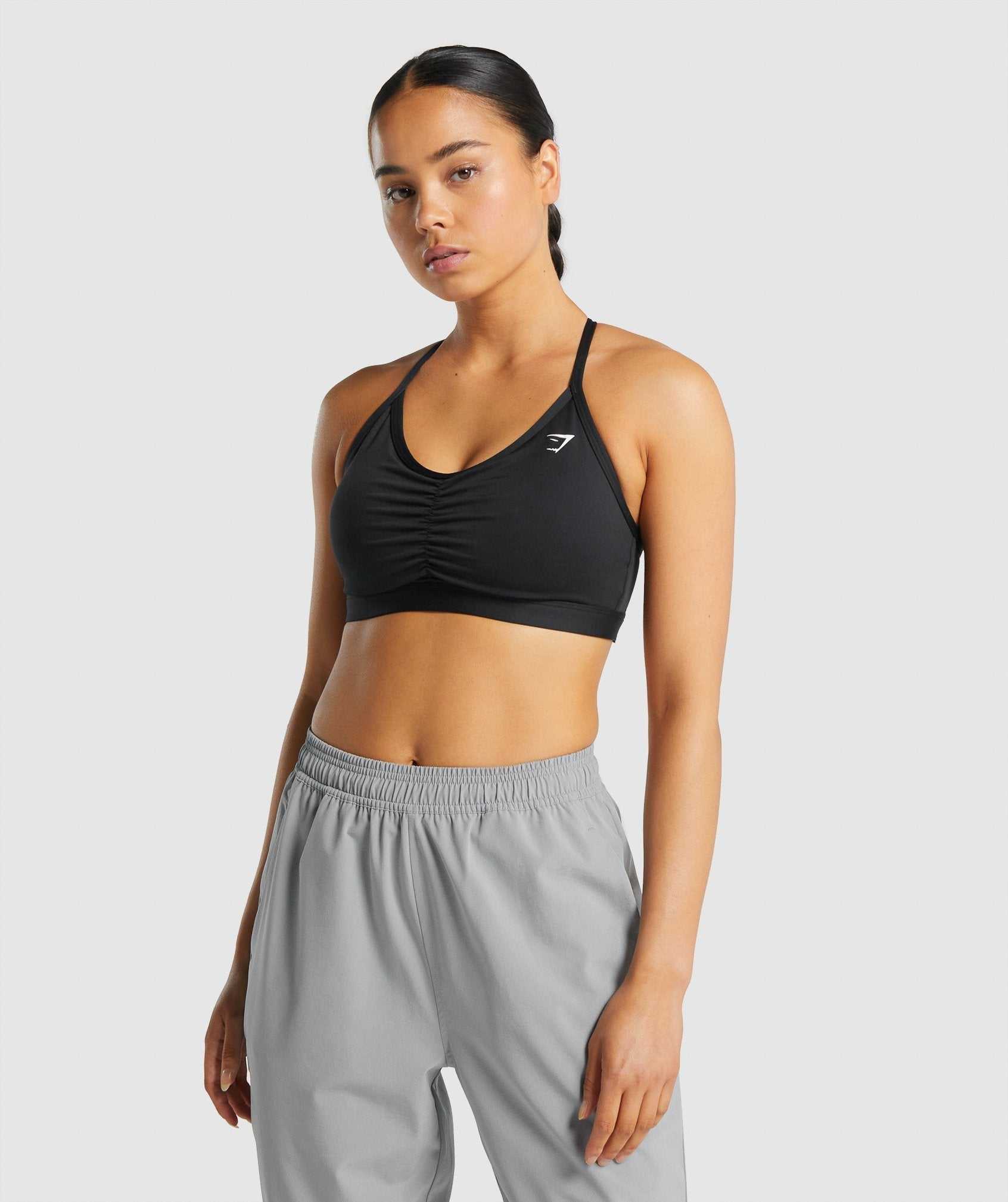 Staniki Sportowe Damskie Gymshark Ruched Czarne | KEZM01326