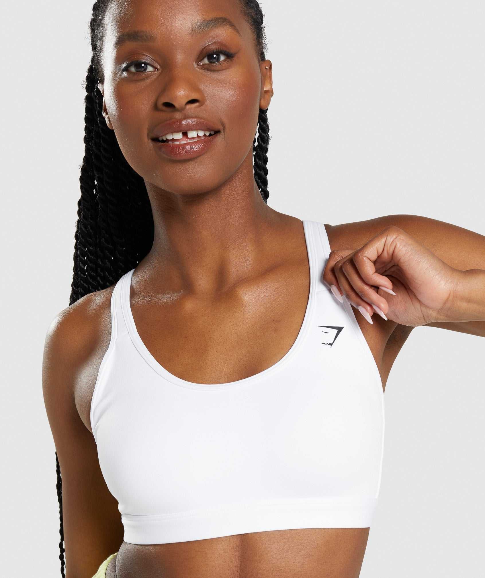 Staniki Sportowe Damskie Gymshark Scoop Neck Białe | BUFT42387