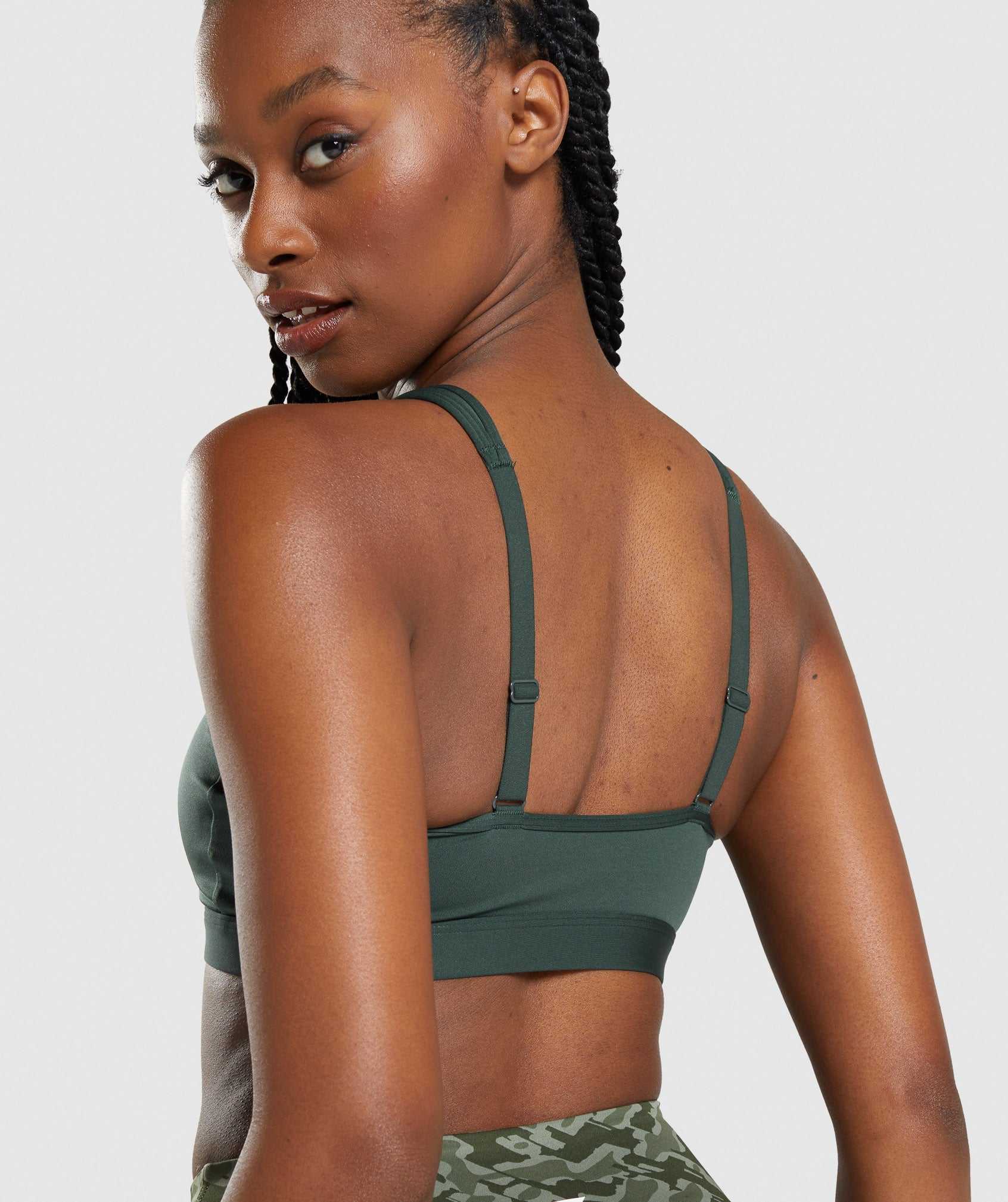 Staniki Sportowe Damskie Gymshark Scoop Neck Obsidian Zielone | PBSR96325