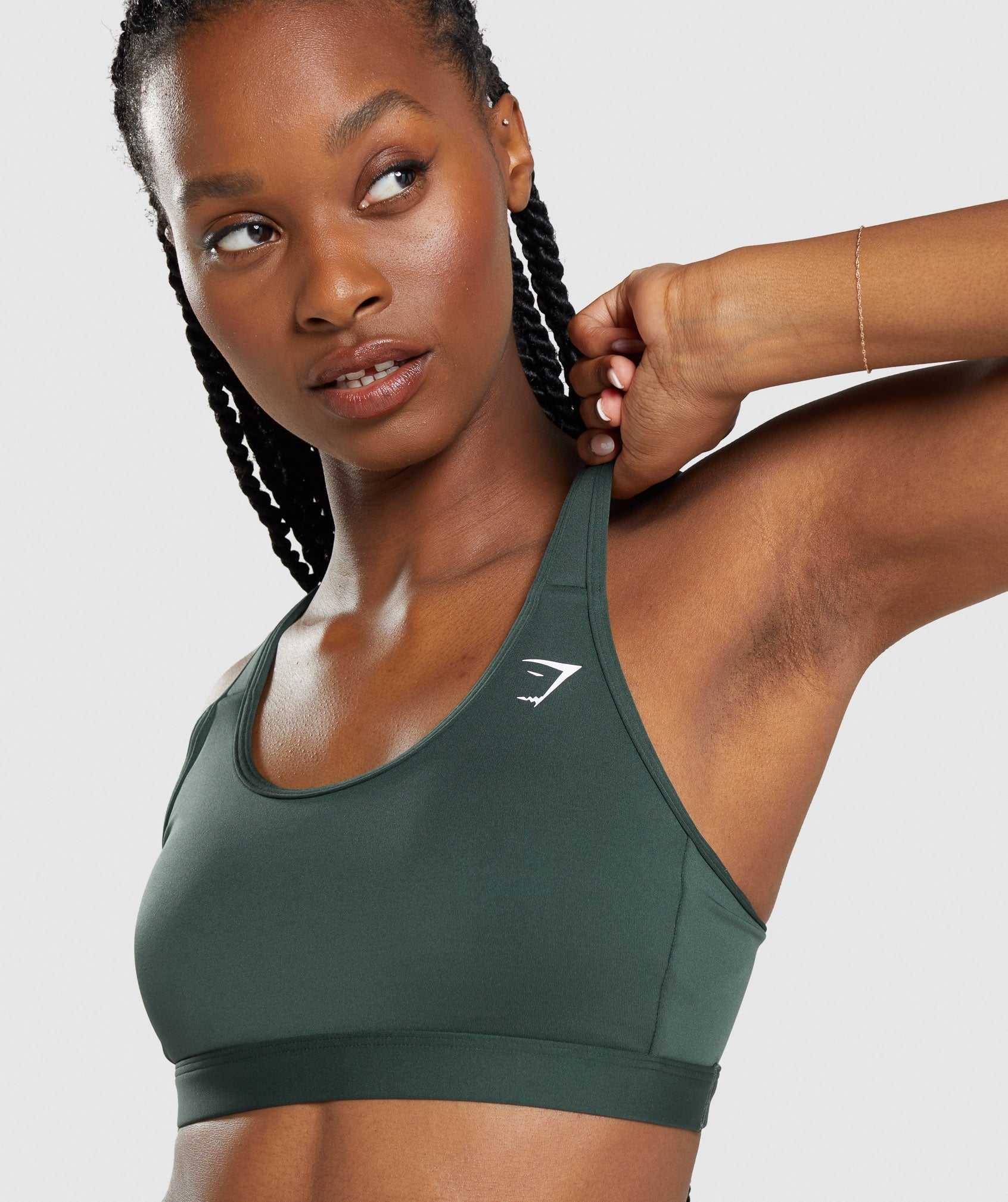 Staniki Sportowe Damskie Gymshark Scoop Neck Obsidian Zielone | PBSR96325