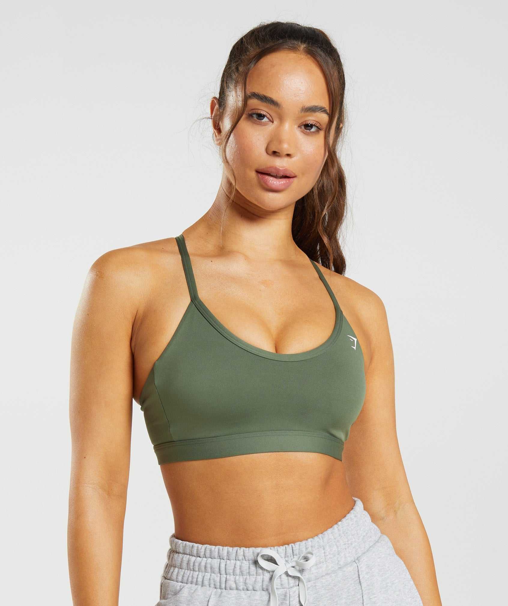 Staniki Sportowe Damskie Gymshark V Neck Oliwkowe | WPVI20597