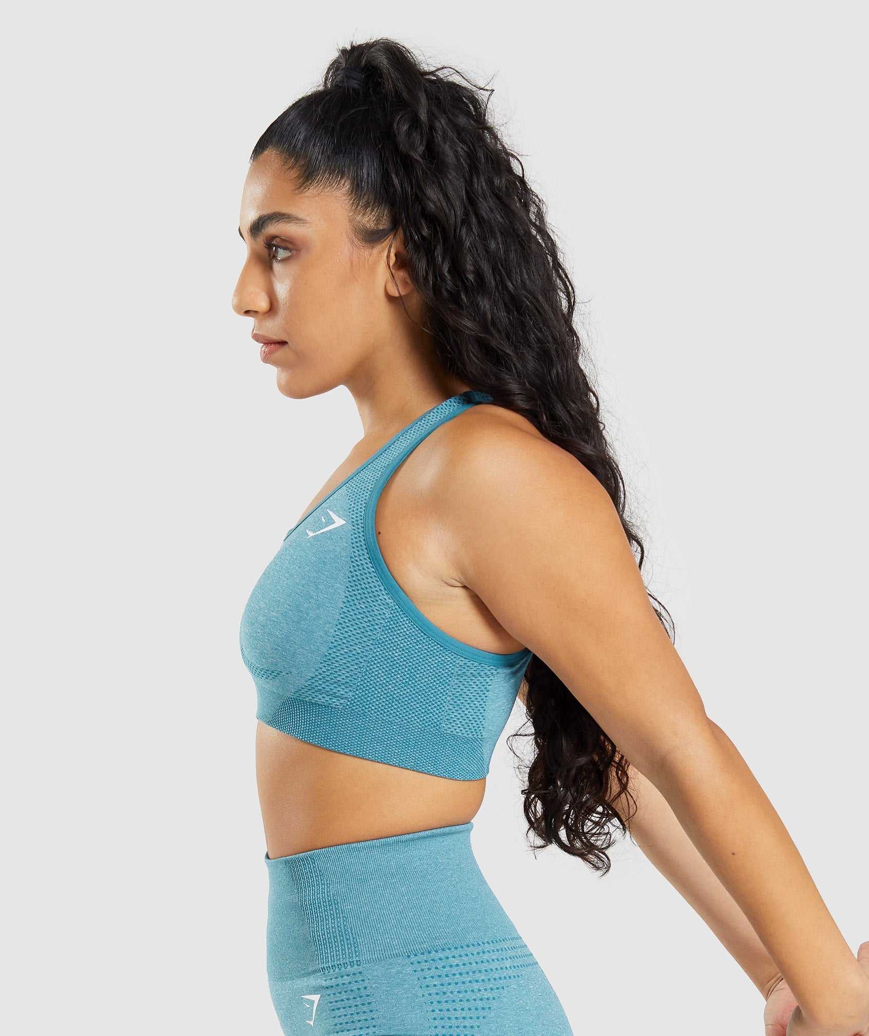 Staniki Sportowe Damskie Gymshark Vital Seamless 2.0 Turkusowe | GCKY48195