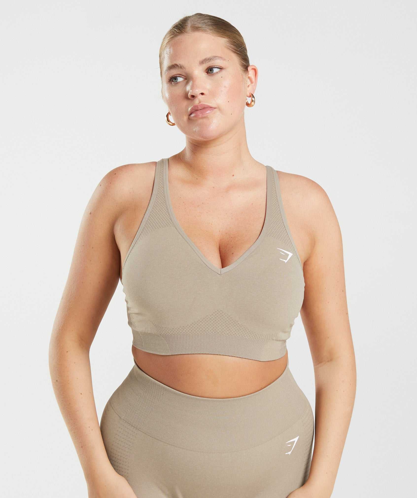 Staniki Sportowe Damskie Gymshark Vital Seamless 2.0 V Neck Głęboka Żółte Brązowe | JLKW05679