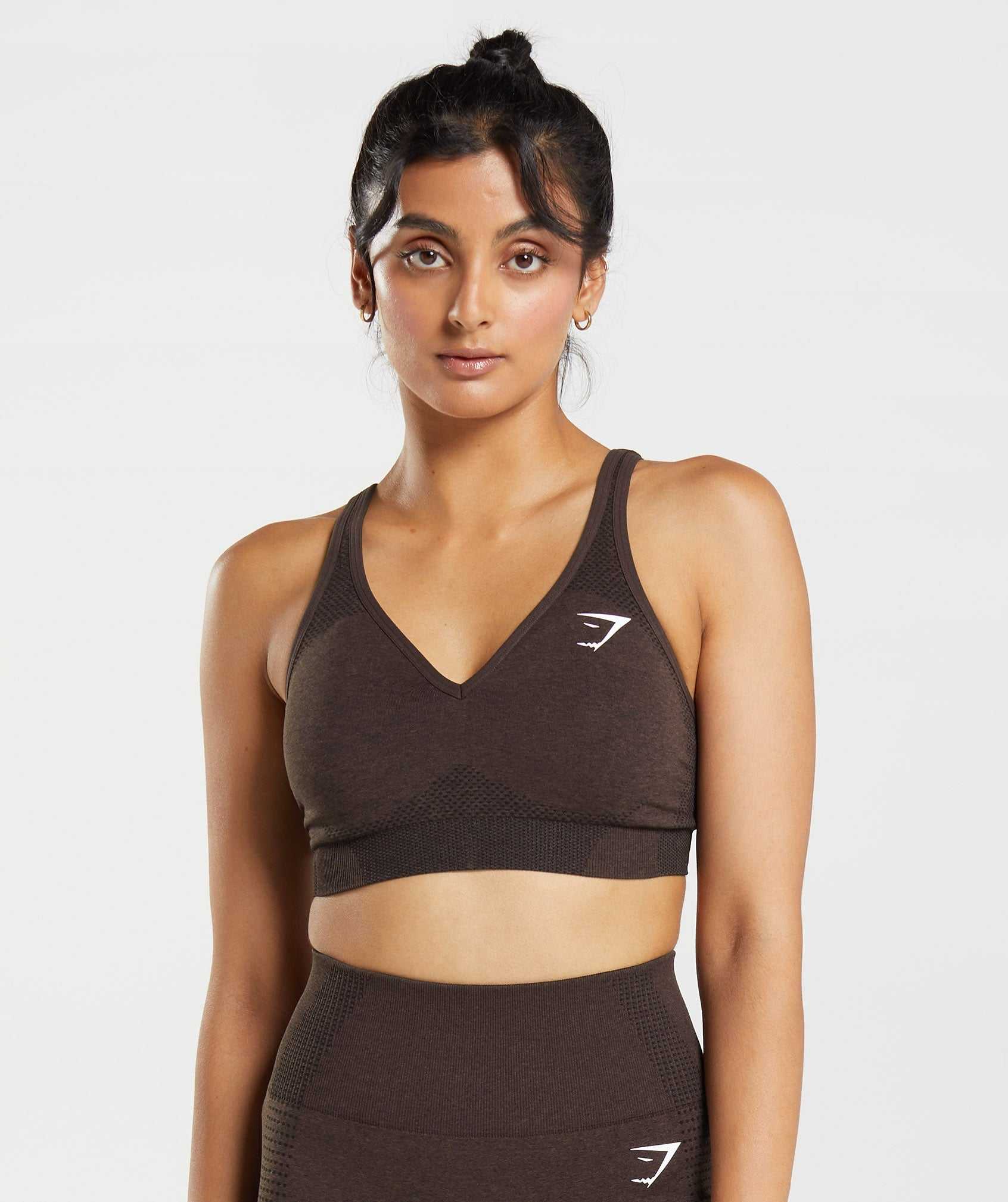 Staniki Sportowe Damskie Gymshark Vital Seamless 2.0 V Neck Różowe Brązowe | VDEJ75196