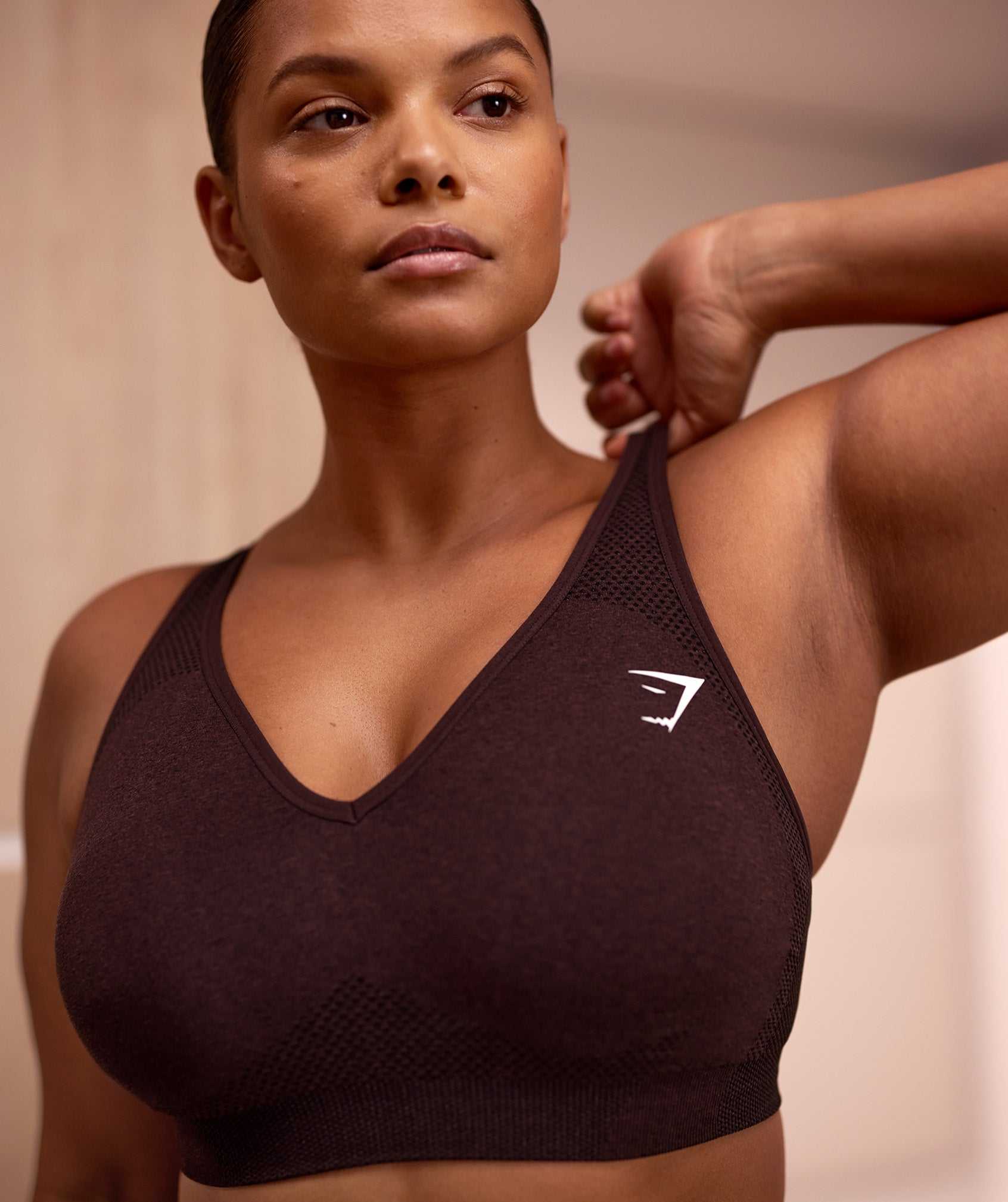 Staniki Sportowe Damskie Gymshark Vital Seamless 2.0 V Neck Różowe Brązowe | VDEJ75196