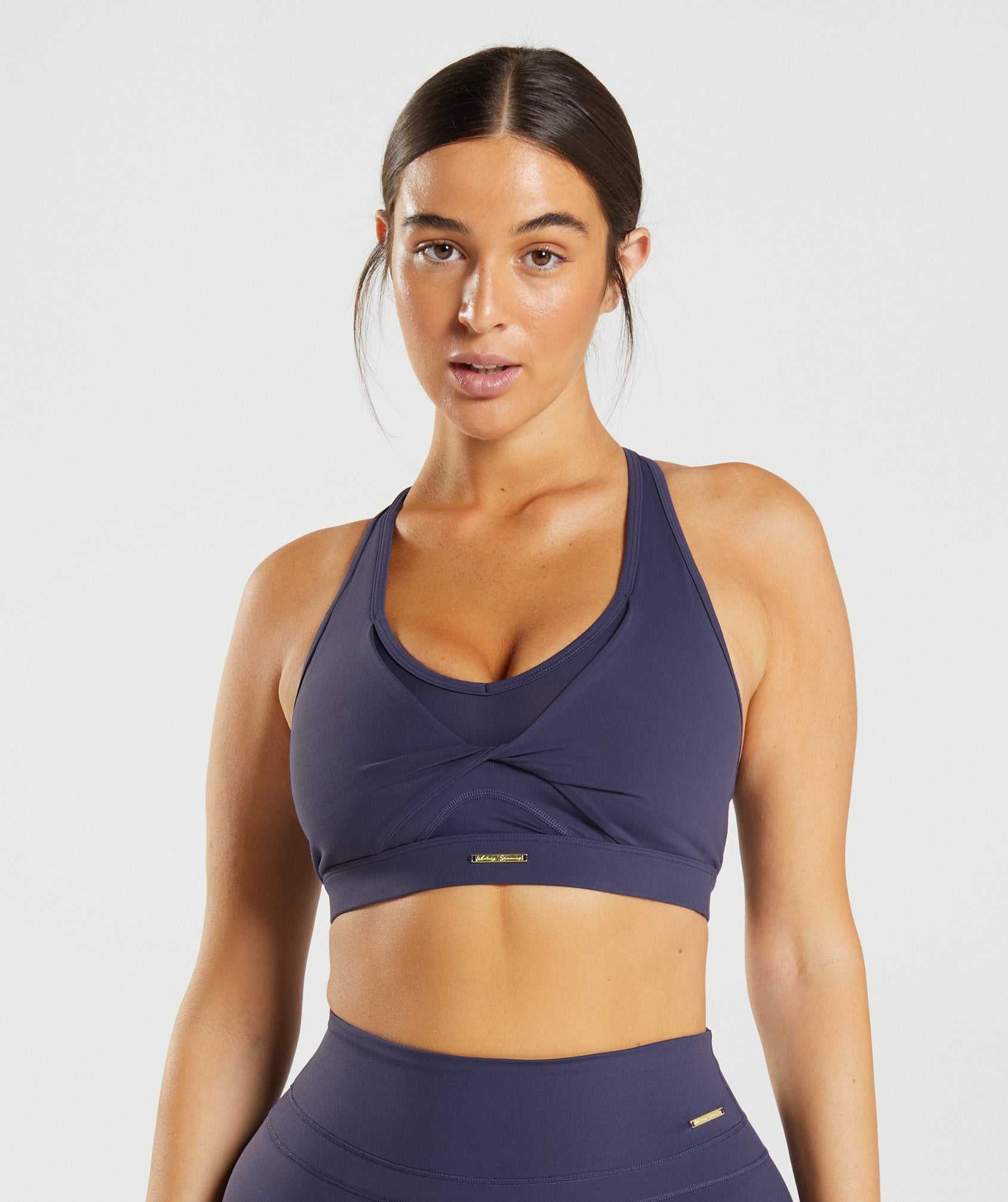 Staniki Sportowe Damskie Gymshark Whitney Mesh Indygo Granatowe | WBMT69841