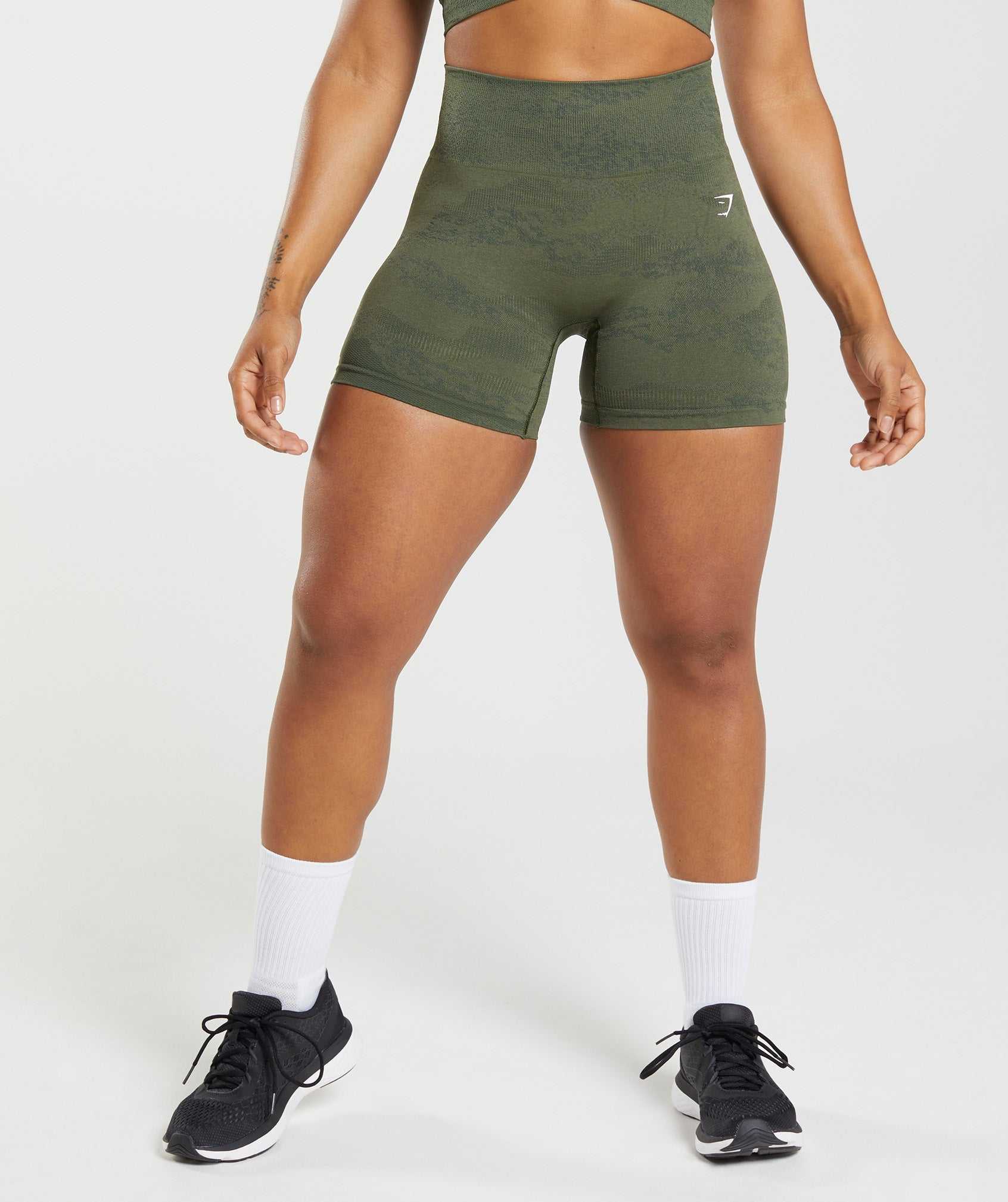 Szorty Damskie Gymshark Adapt Camo Seamless Oliwkowe Oliwkowe | OHGK96182