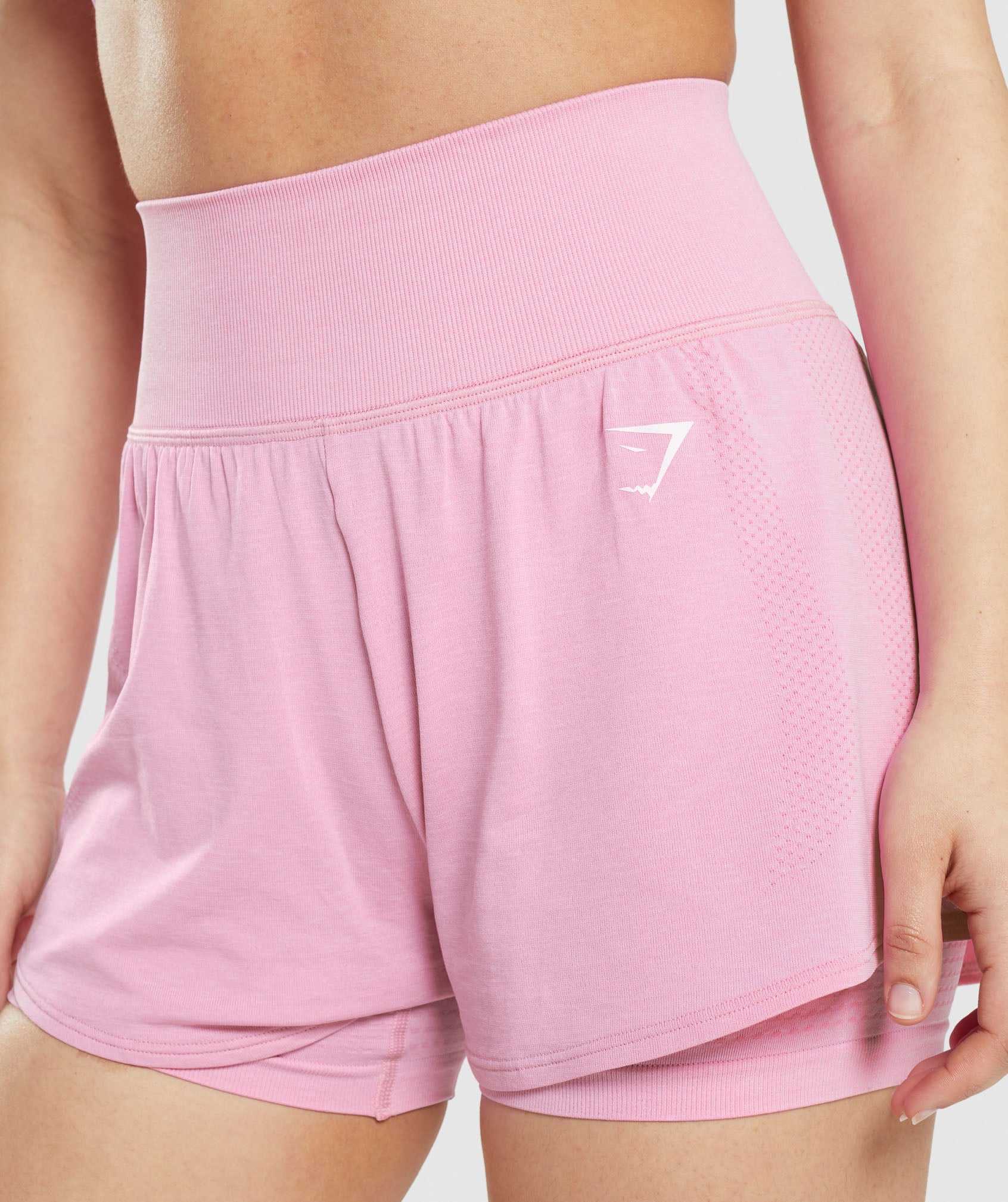 Szorty Damskie Gymshark Vital Seamless 2.0 2-in-1 Różowe | CQVA27596