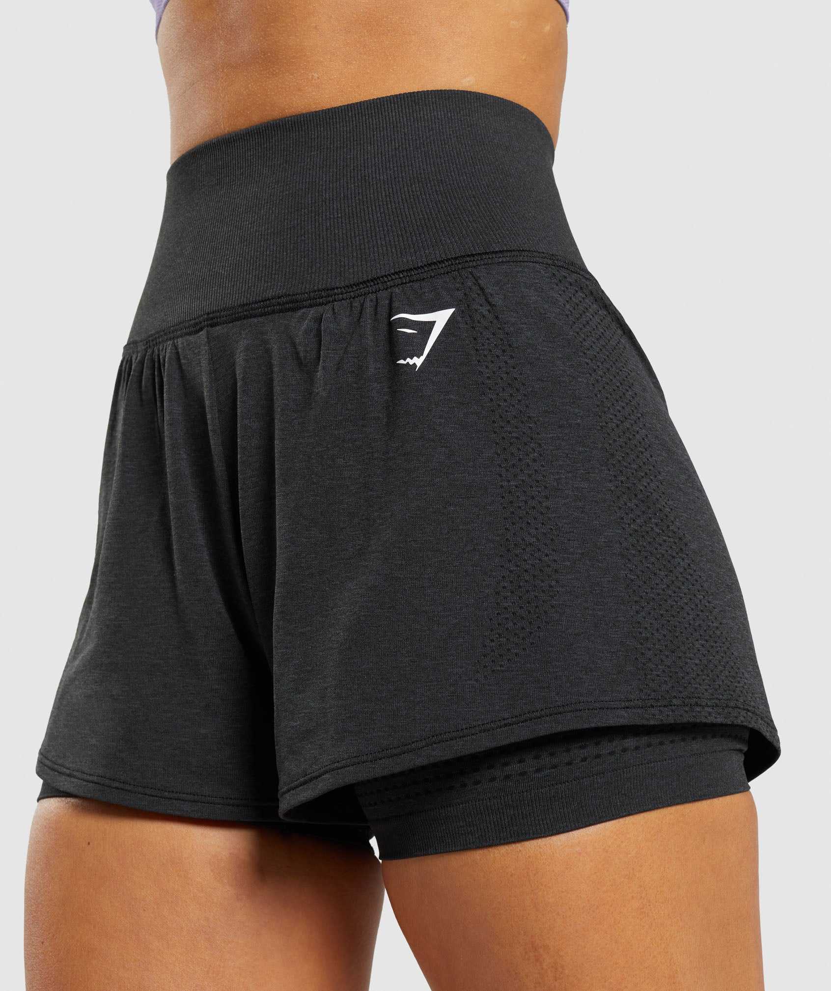 Szorty Damskie Gymshark Vital Seamless 2.0 2-in-1 Czarne | QOCF15670