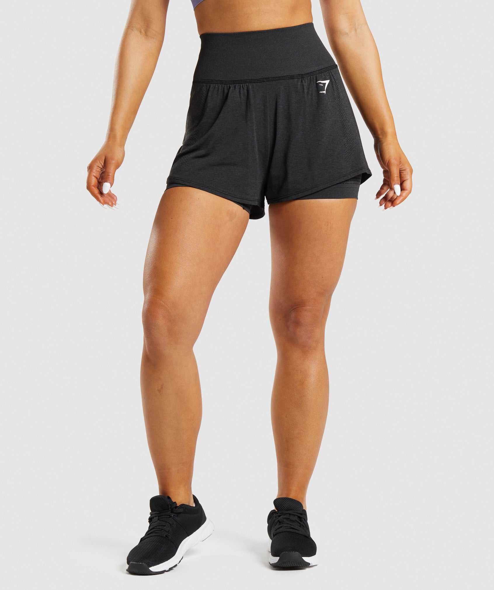 Szorty Damskie Gymshark Vital Seamless 2.0 2-in-1 Czarne | QOCF15670